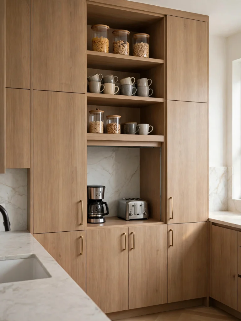 Appliance Garage Integrated Into Tall Pantry Wall