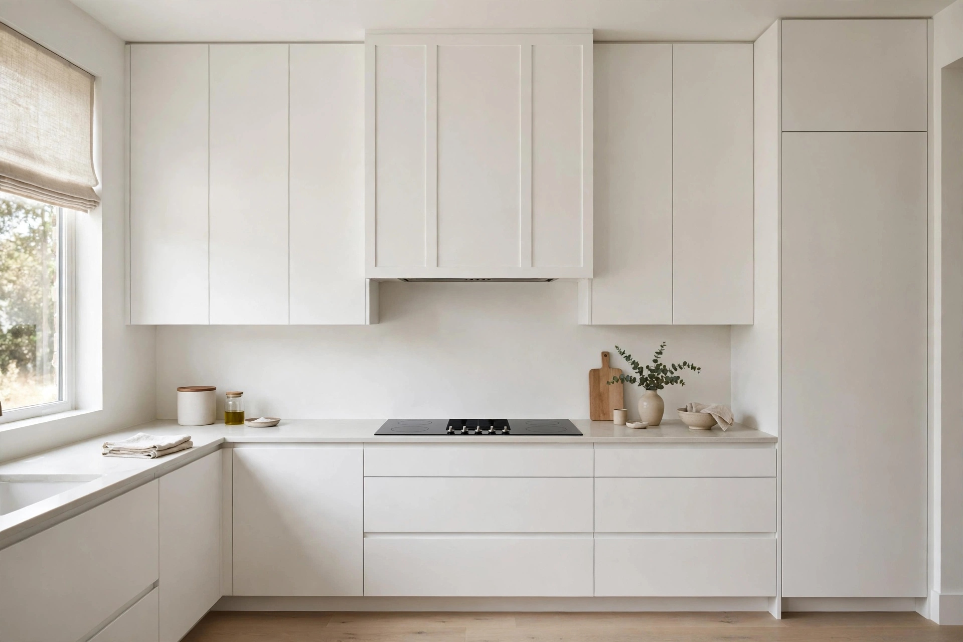 Range Hood Blended Into Matching Kitchen Cabinetry