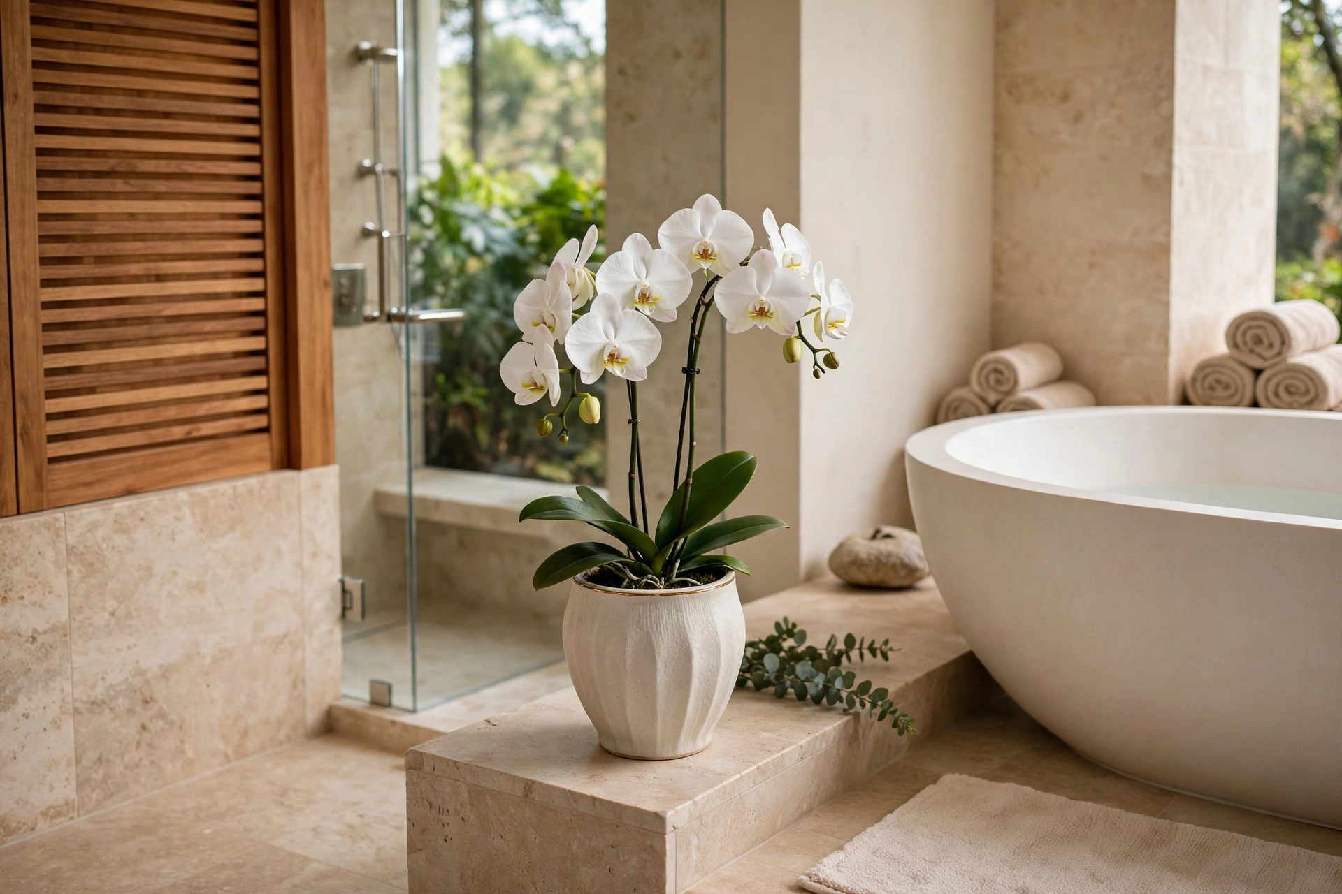 Blooming Orchid For Spa Like Luxury In Bathroom