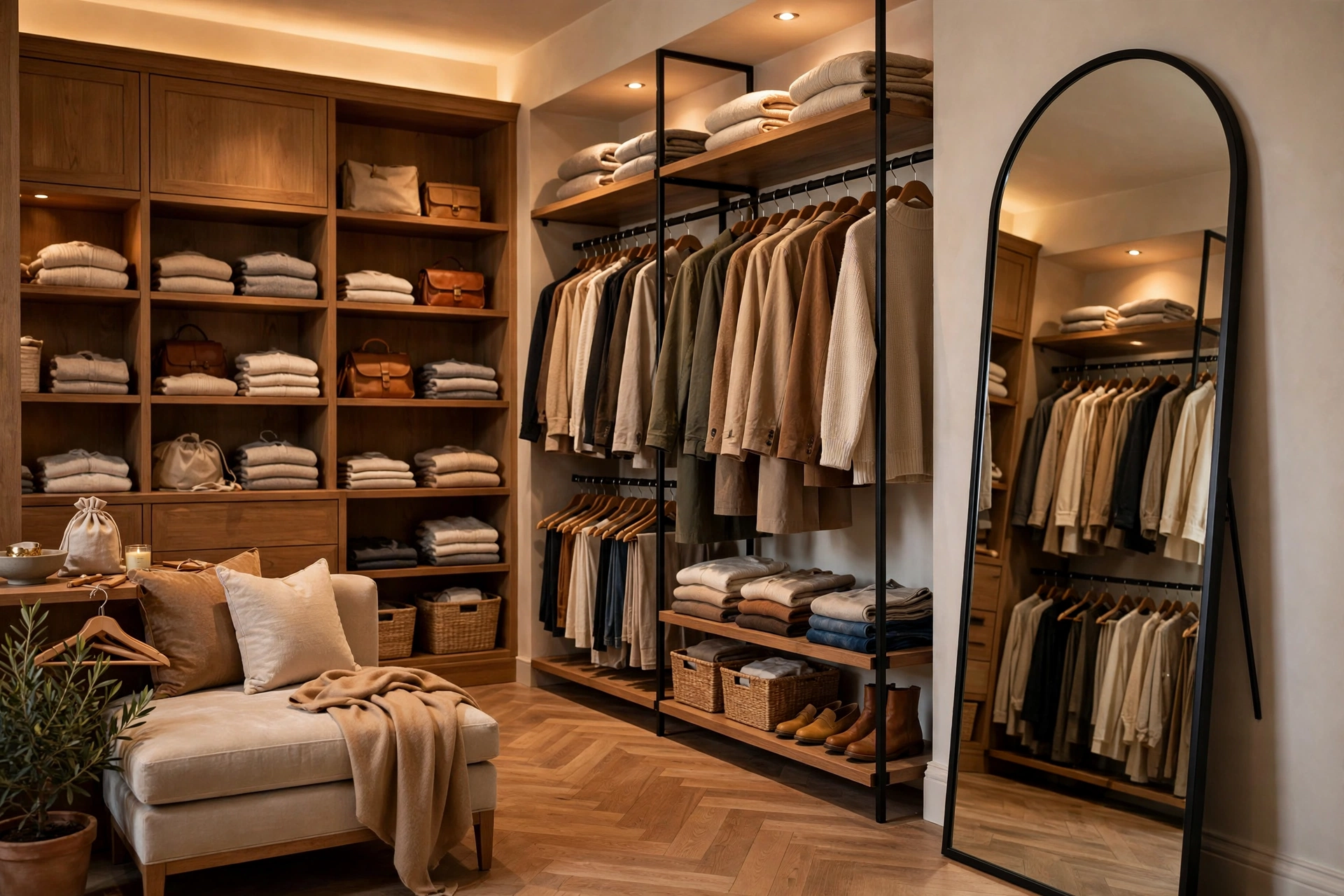 Arched Full Length Mirror In Walk In Closet
