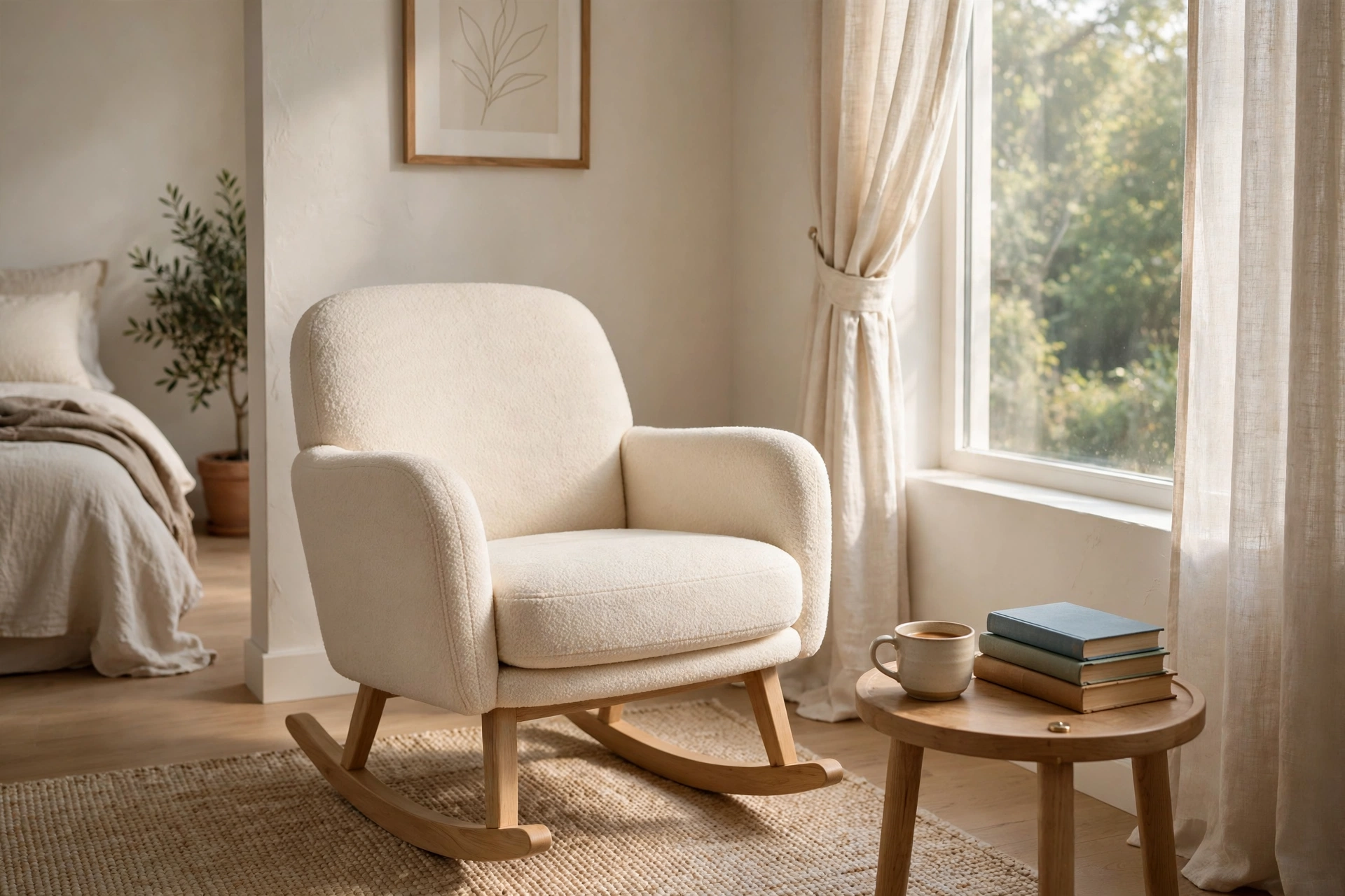 Modern Rocking Chair In Bright Bedroom Corner