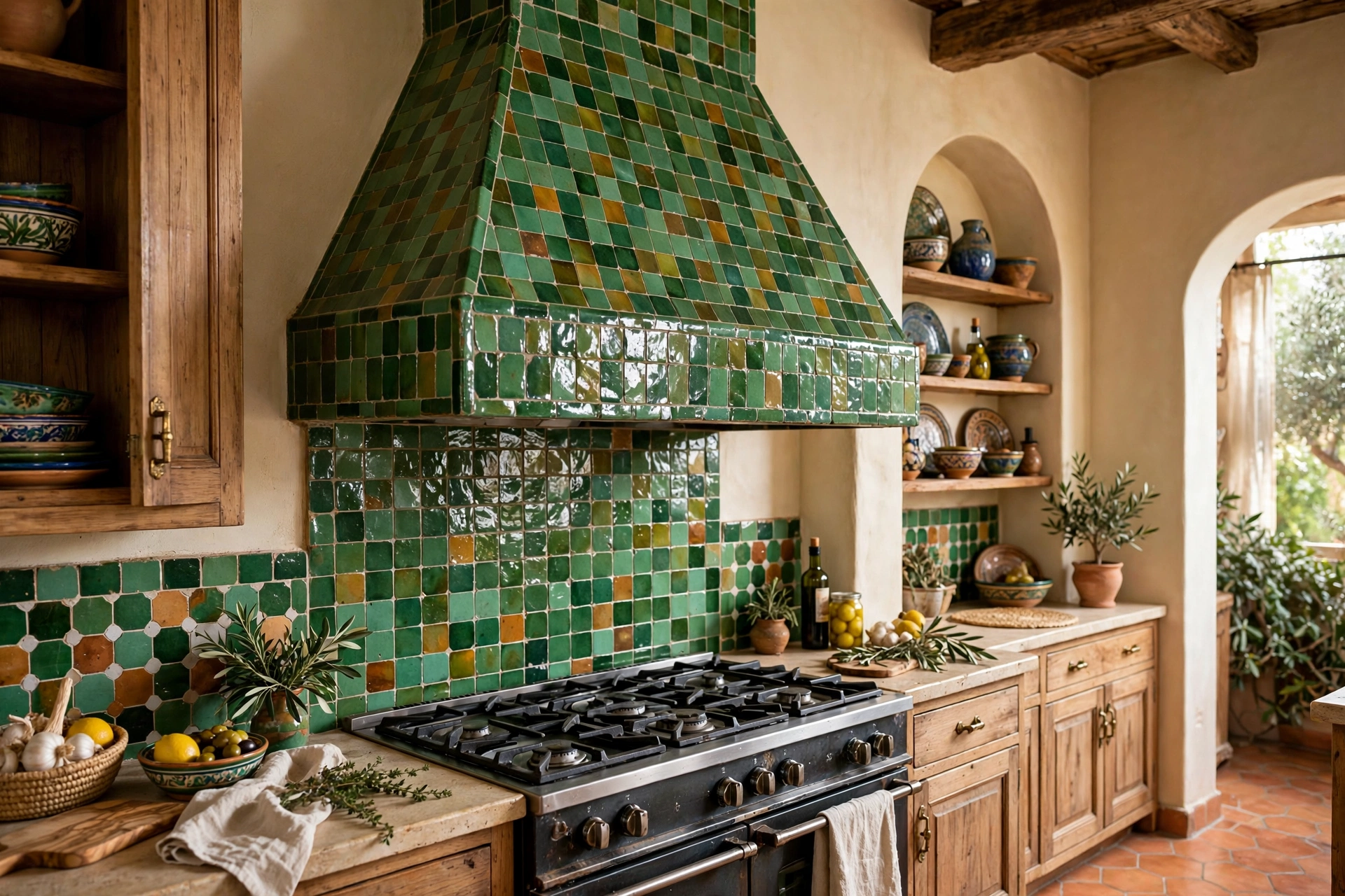 Tiled Range Hood As Kitchen Focal Point