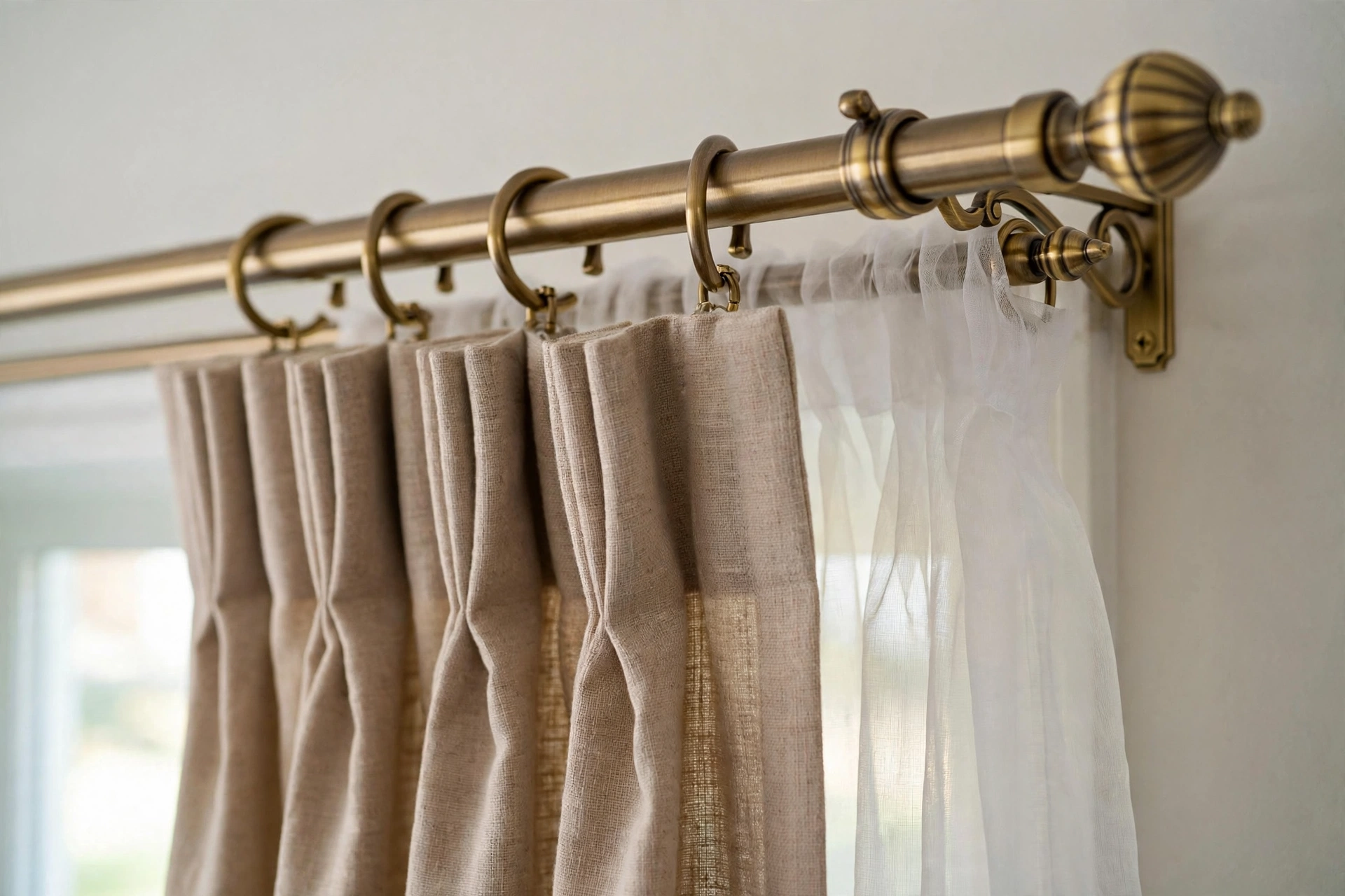 Double Curtain Rod With Layered Window Treatments
