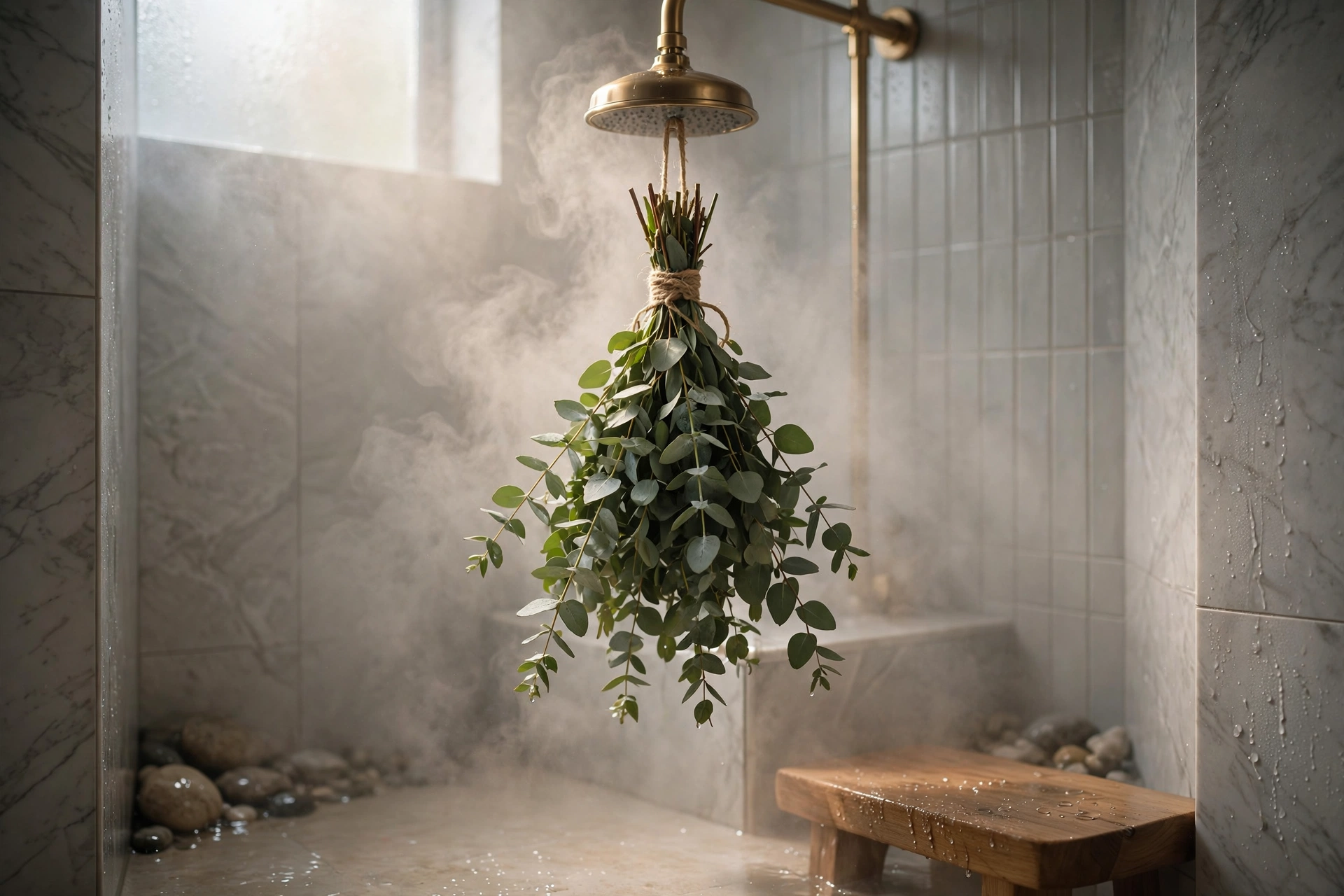 Eucalyptus Bundle Hanging In Bathroom For Fragrance