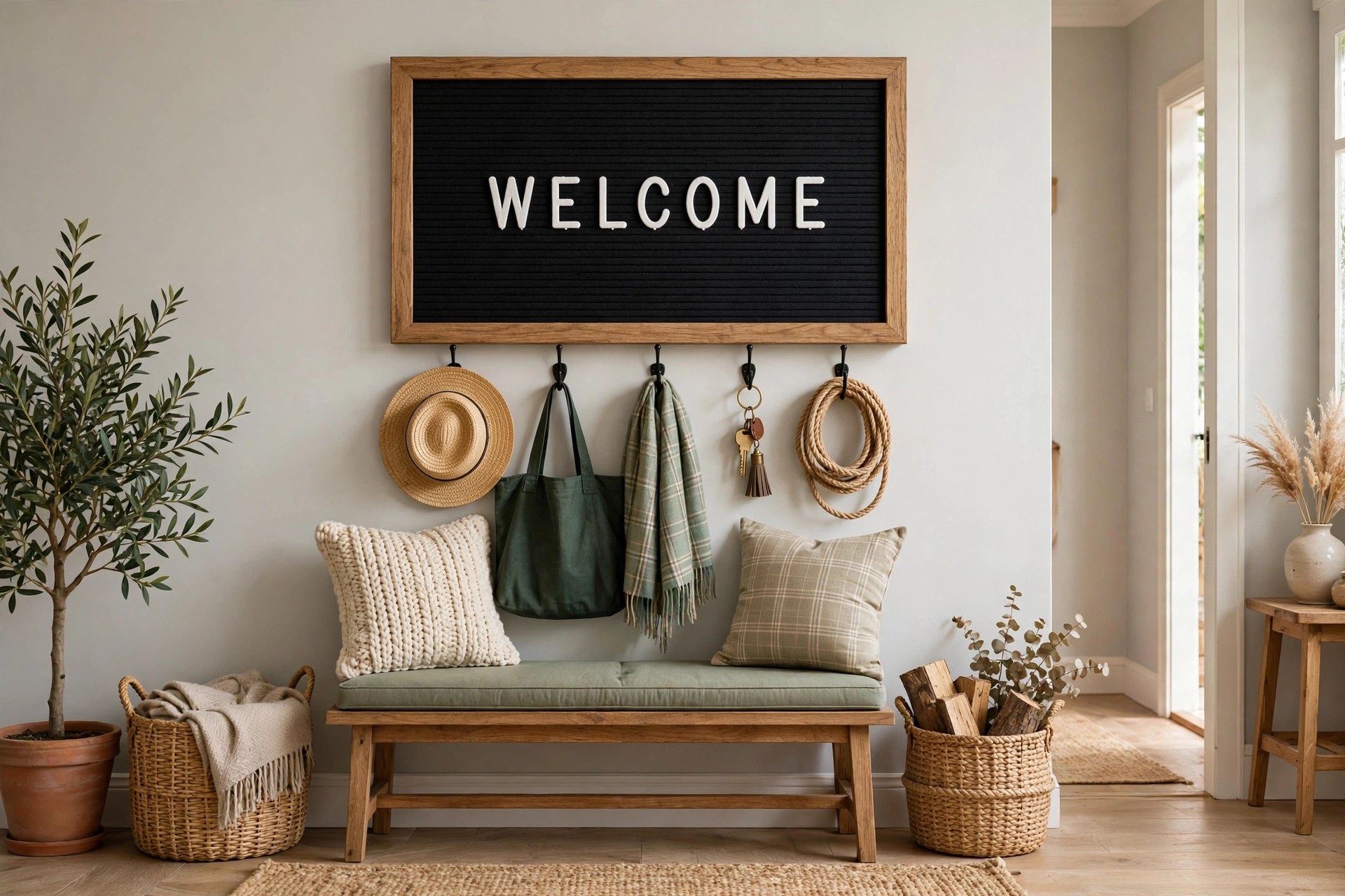 Chalkboard Letter Board With Welcome Message In Entry