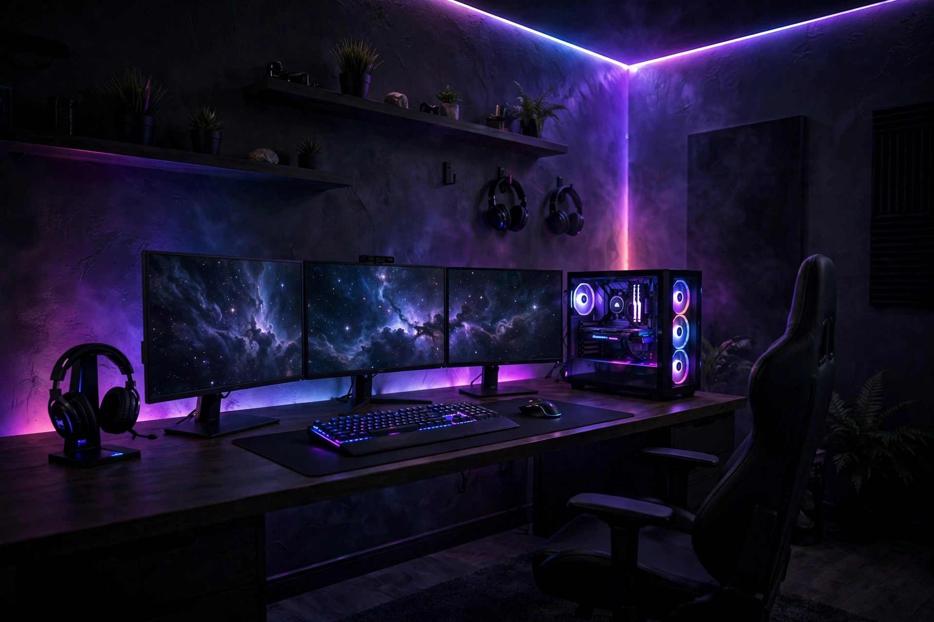 Dark Moody Painted Gaming Room For Maximum Immersion