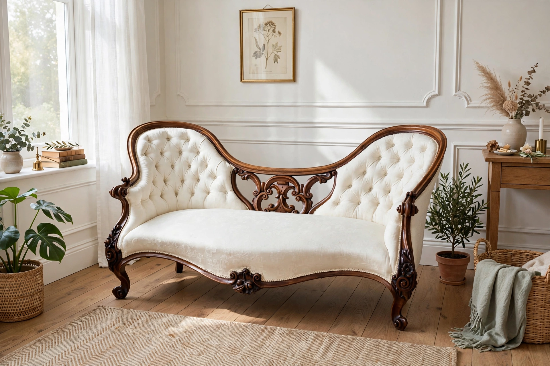 Victorian tête-à-tête S-shaped loveseat as a sculptural conversation piece