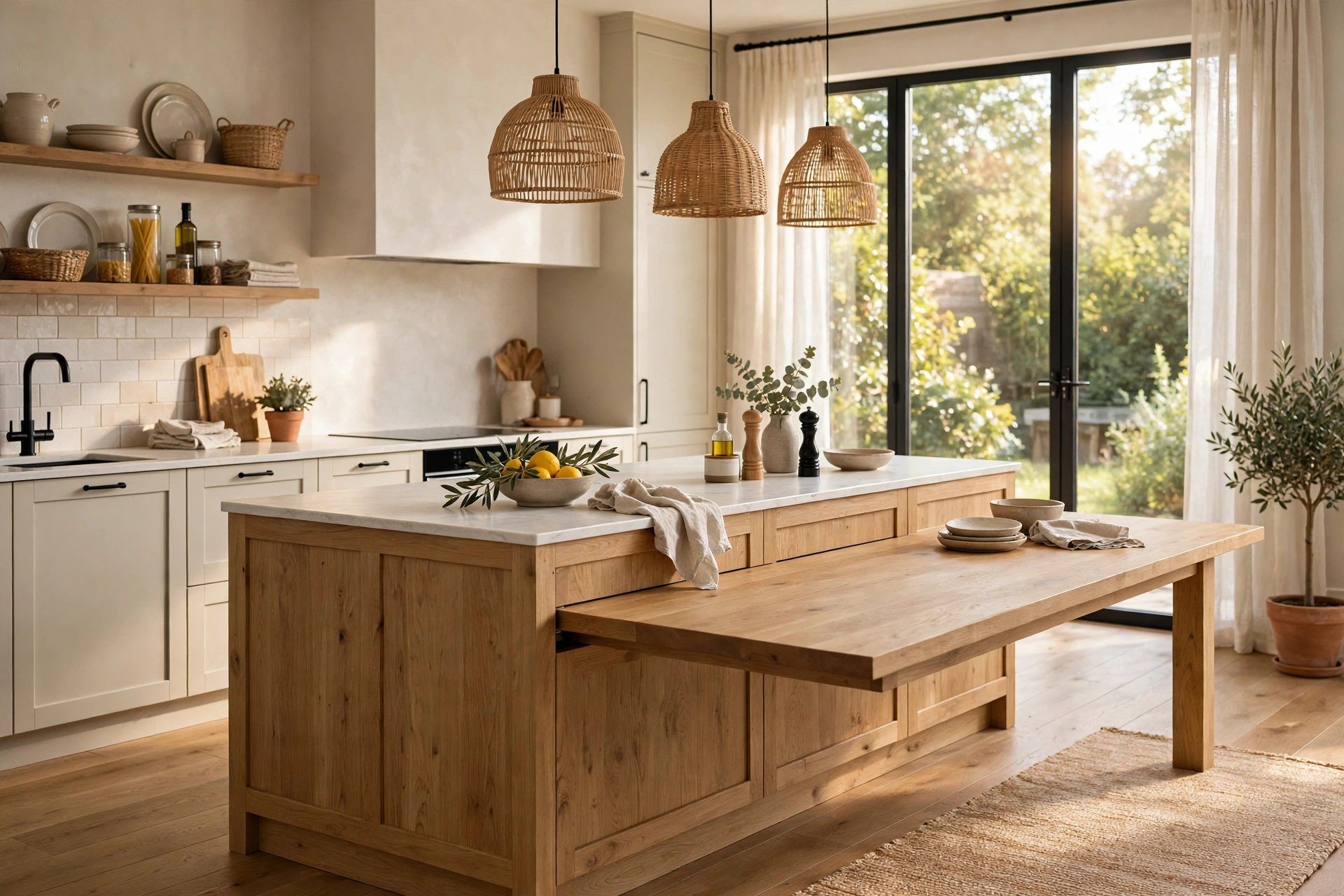 Kitchen Island With Extended End For A Table Like Feel