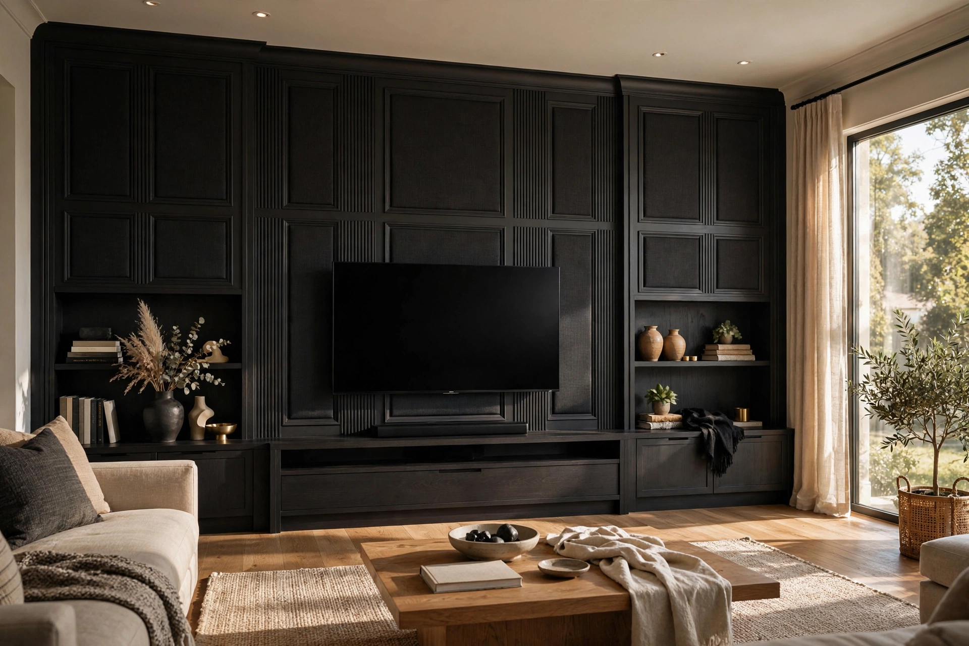 Dark Charcoal Theater Inspired TV Wall