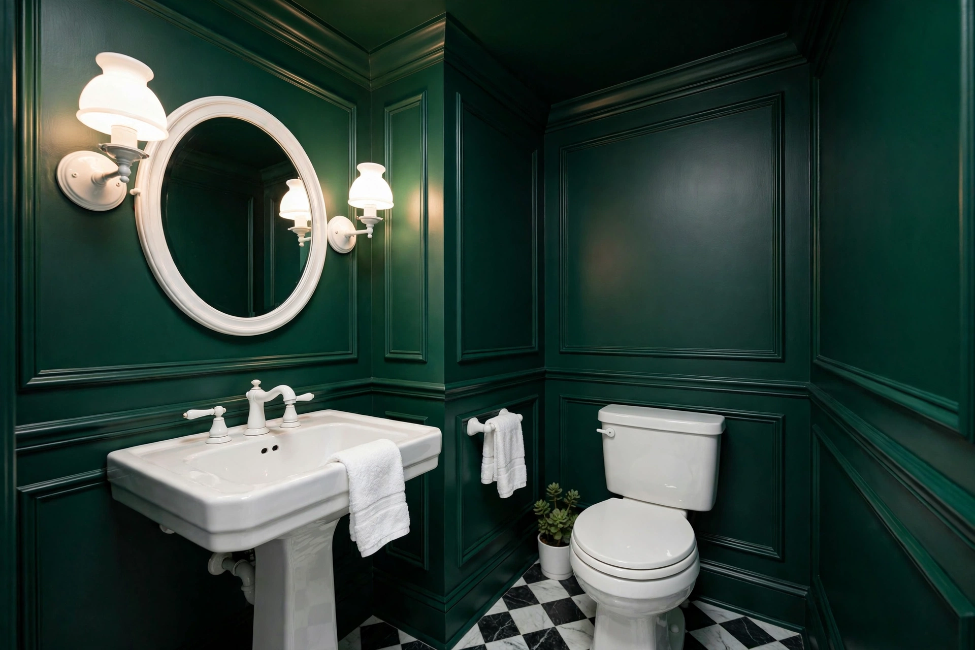 Color Drenched Walls And Ceiling In Bathroom
