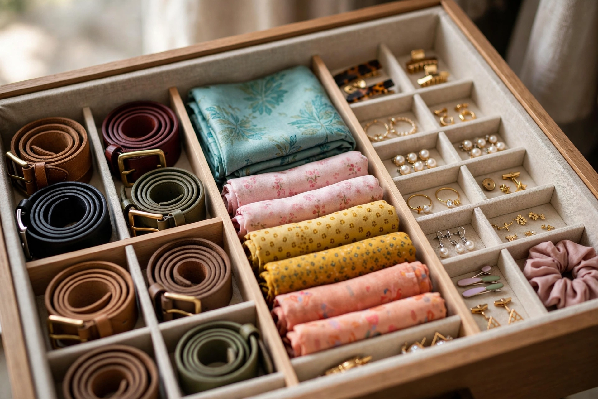 Drawer Dividers Organizing Belts Scarves And Accessories