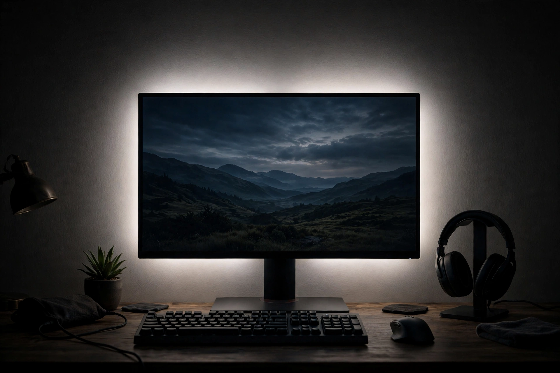 Soft Bias Lighting Glowing Behind Gaming Monitor