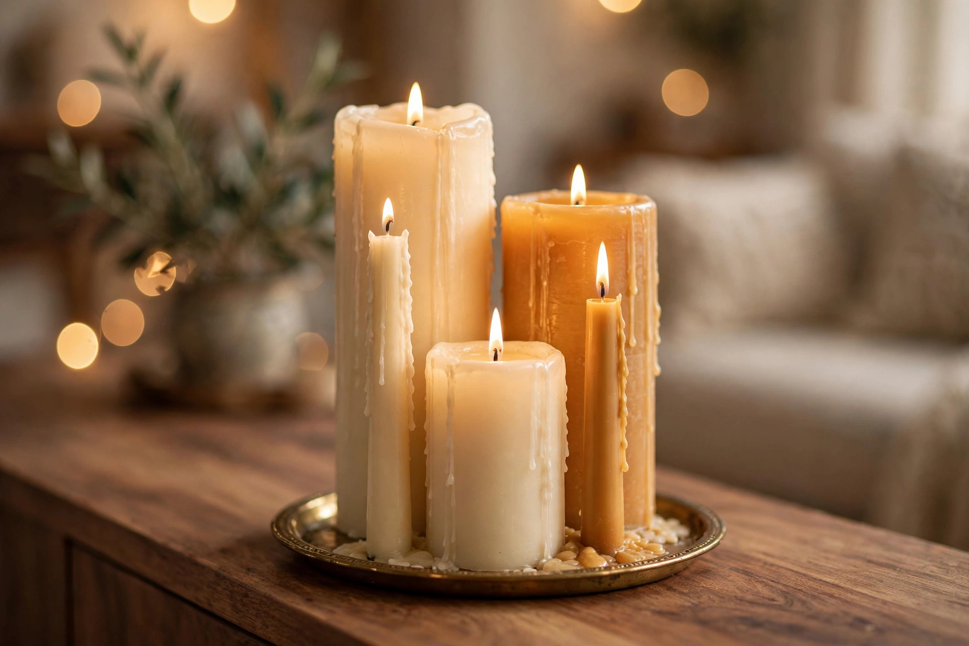 Clustered Candles Adding Cozy Texture To A Console Table