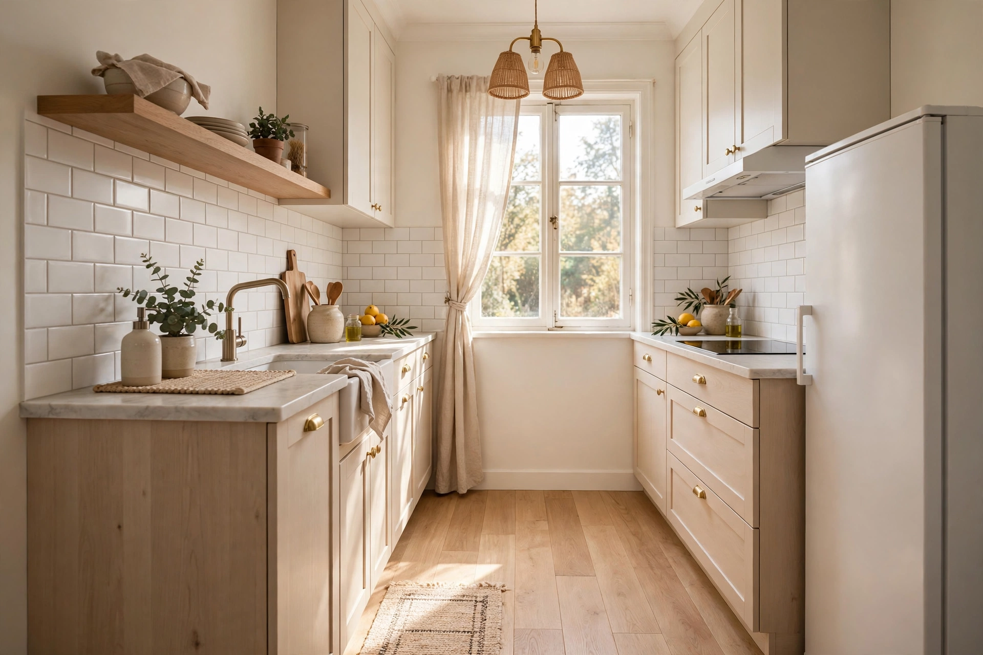 Light Oak Kitchen Floor Brightening A Small Kitchen