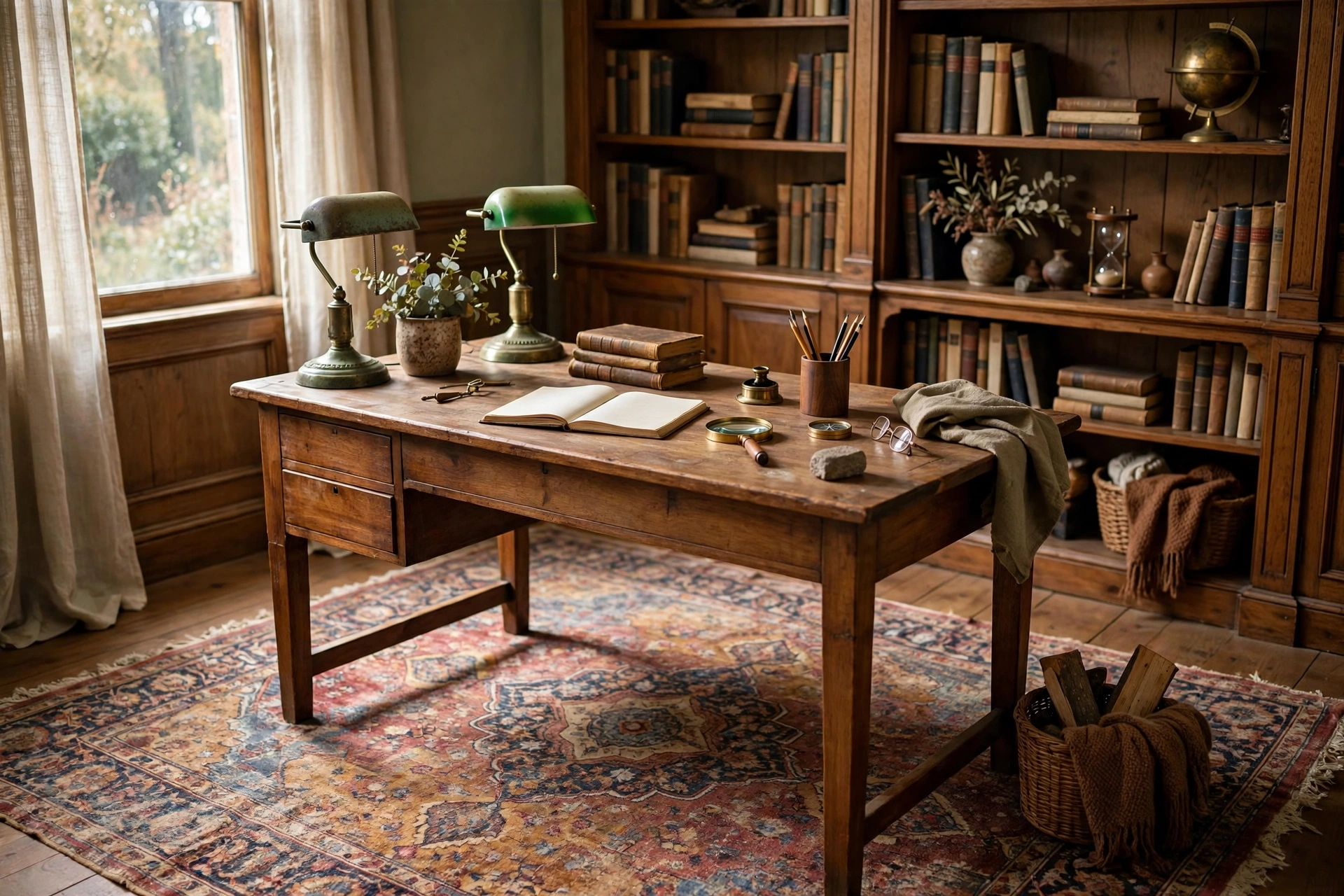 Vintage Persian Rug In Characterful Home Office