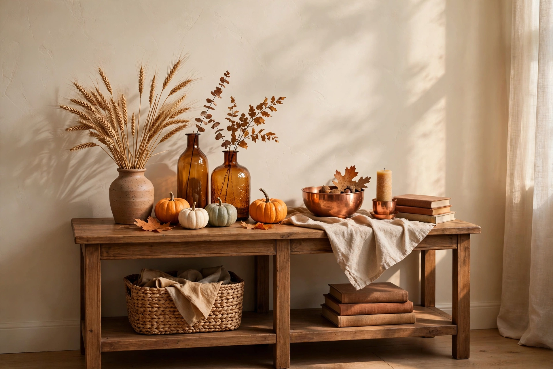 Console Table Styled With Autumn Seasonal Accents