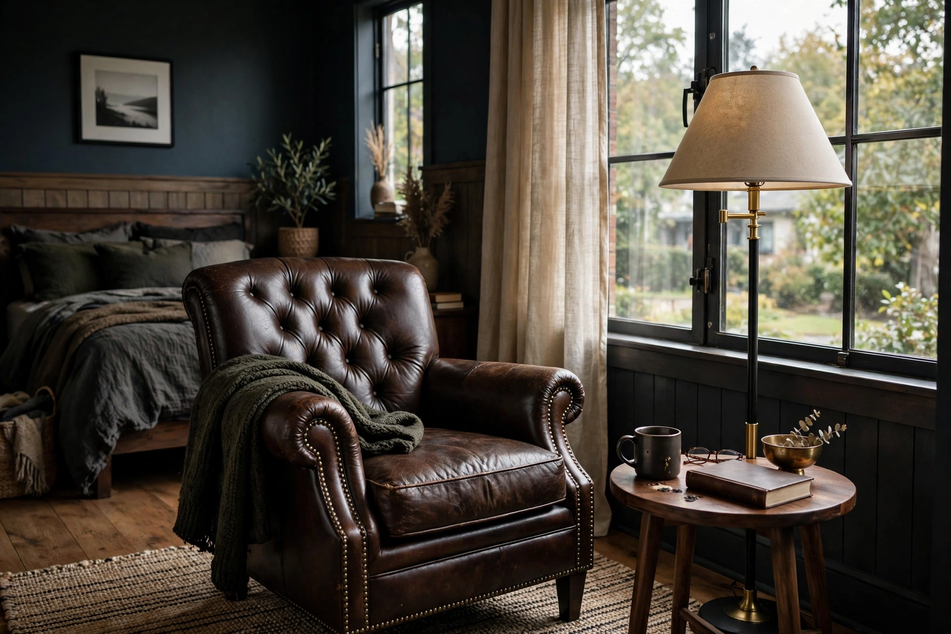 Reading Corner For Quiet Hours In Masculine Bedroom