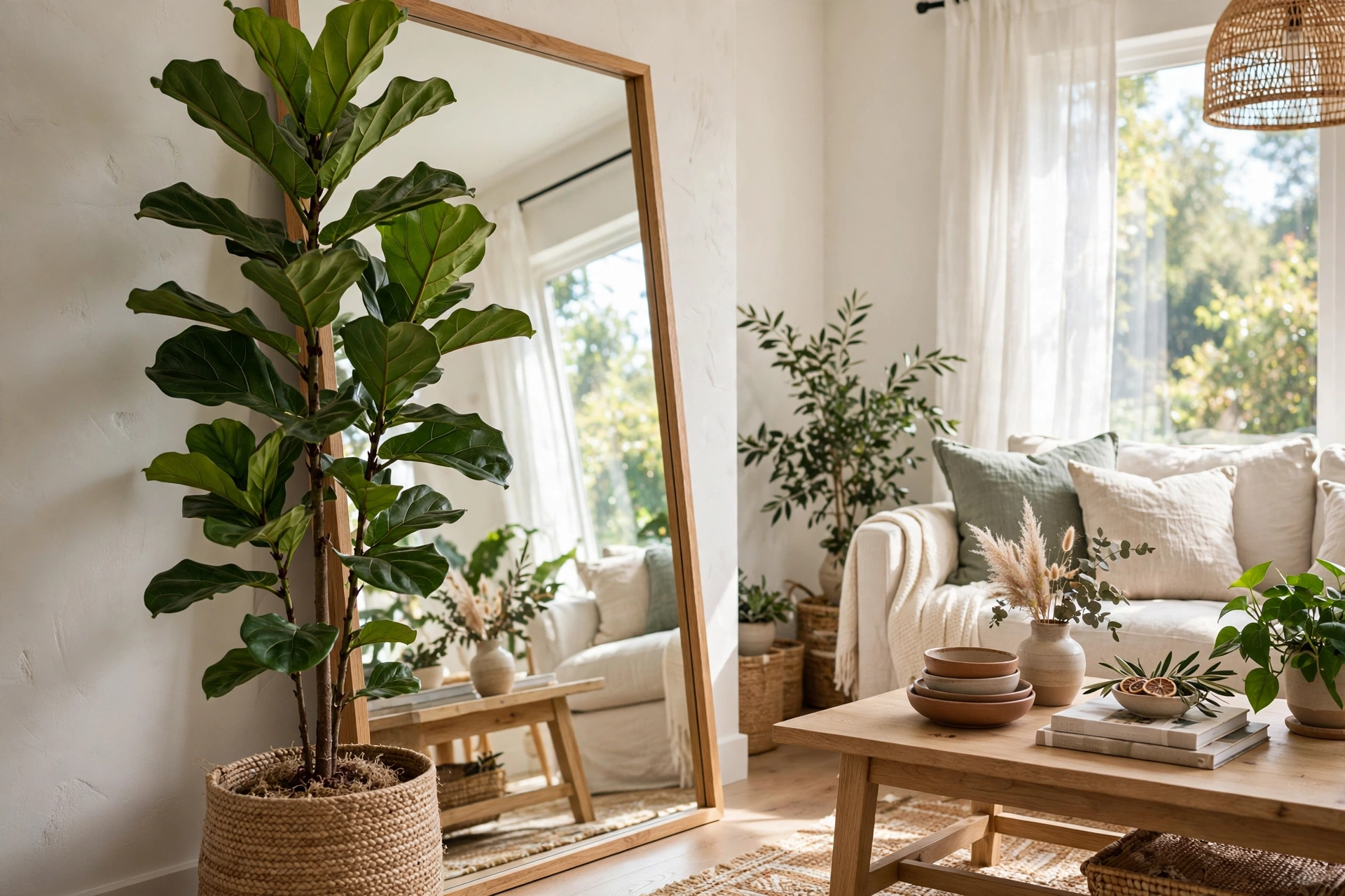 Durable outdoor floor cushions styled around low table indoors