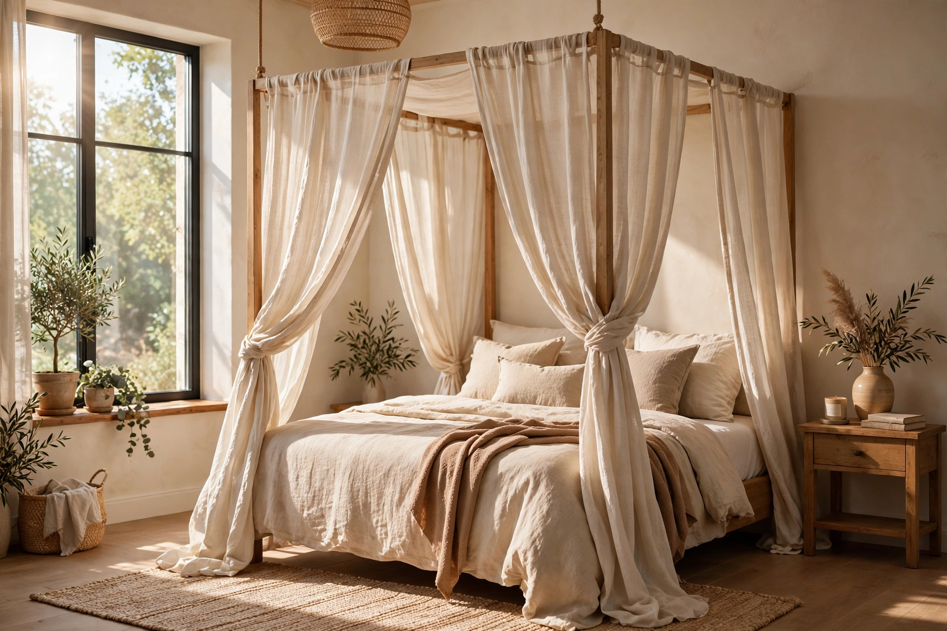 Canopy Bed With Privacy Curtains Bedroom