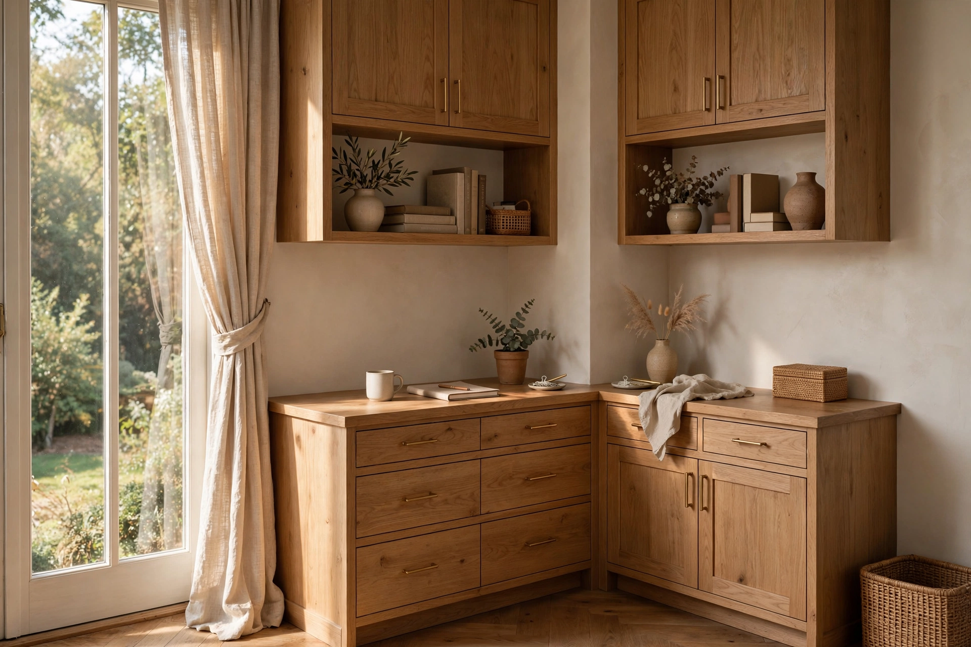 Corner Desk With Built In Storage Drawers And Cabinets