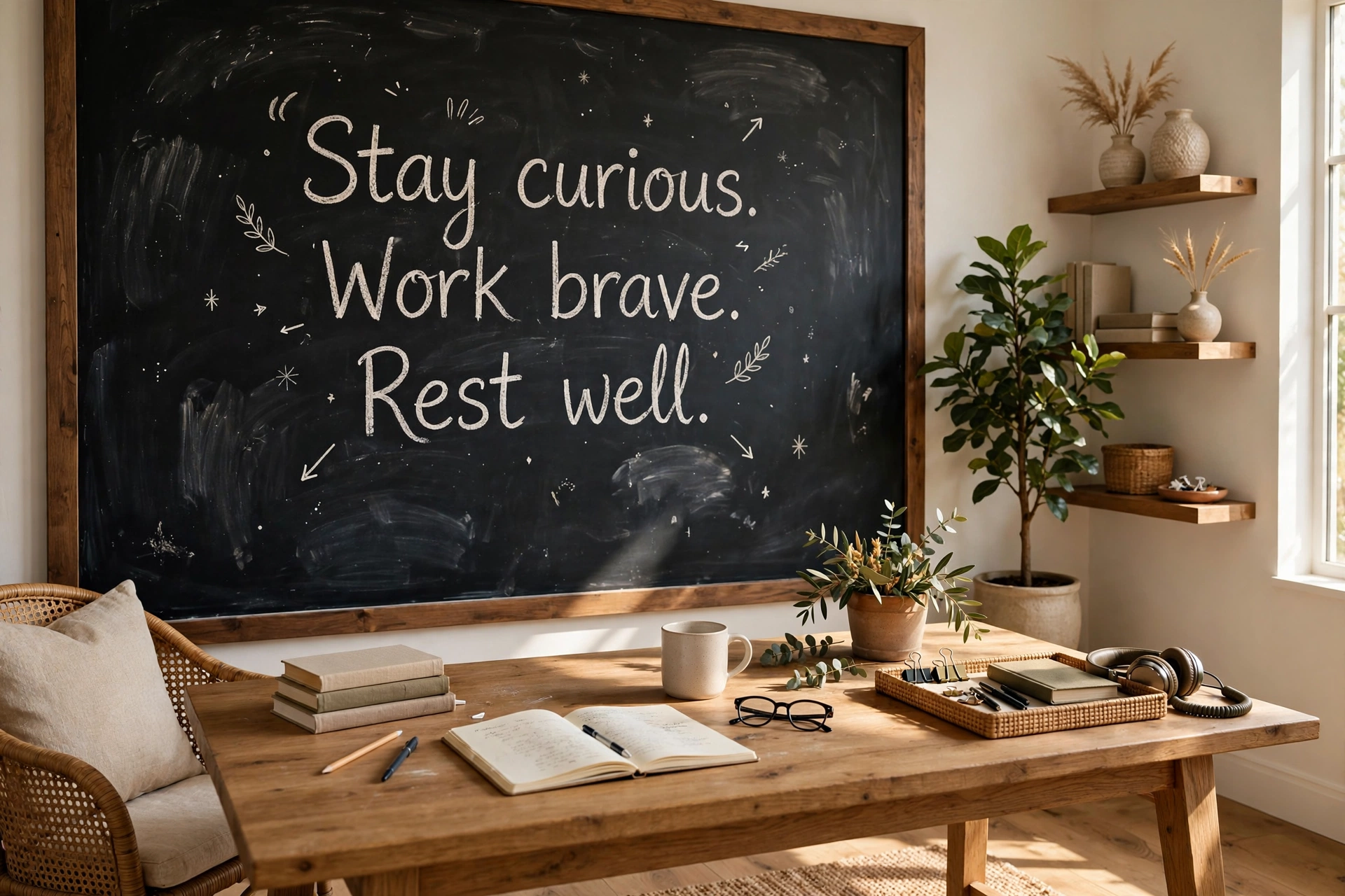 Home Office Chalkboard Wall With Handwritten Quote