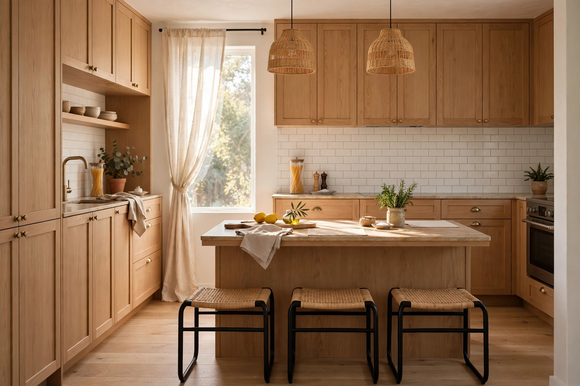 Kitchen Island With Low Profile Stools For Small Kitchens