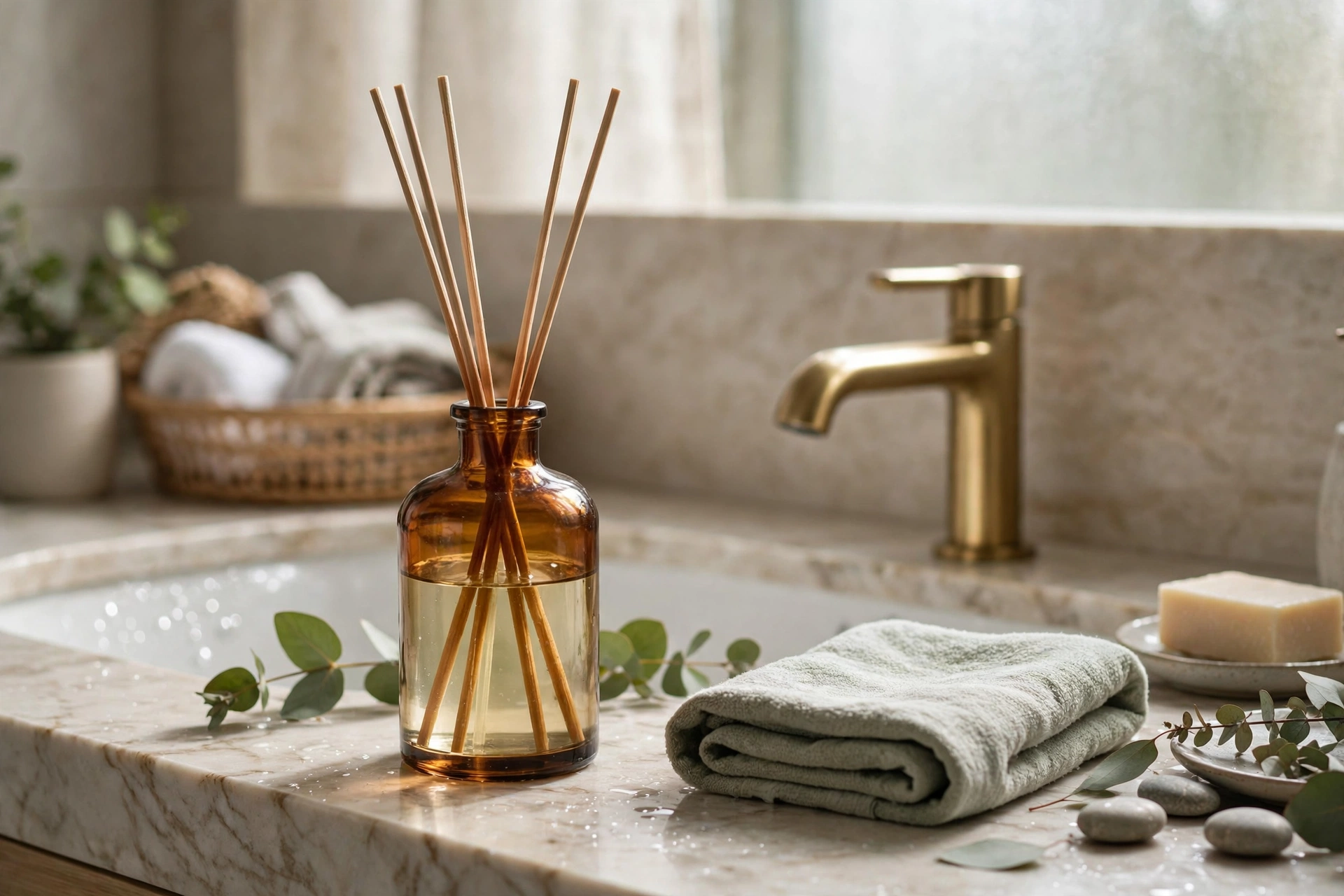 Scent Diffuser By The Bathroom Sink
