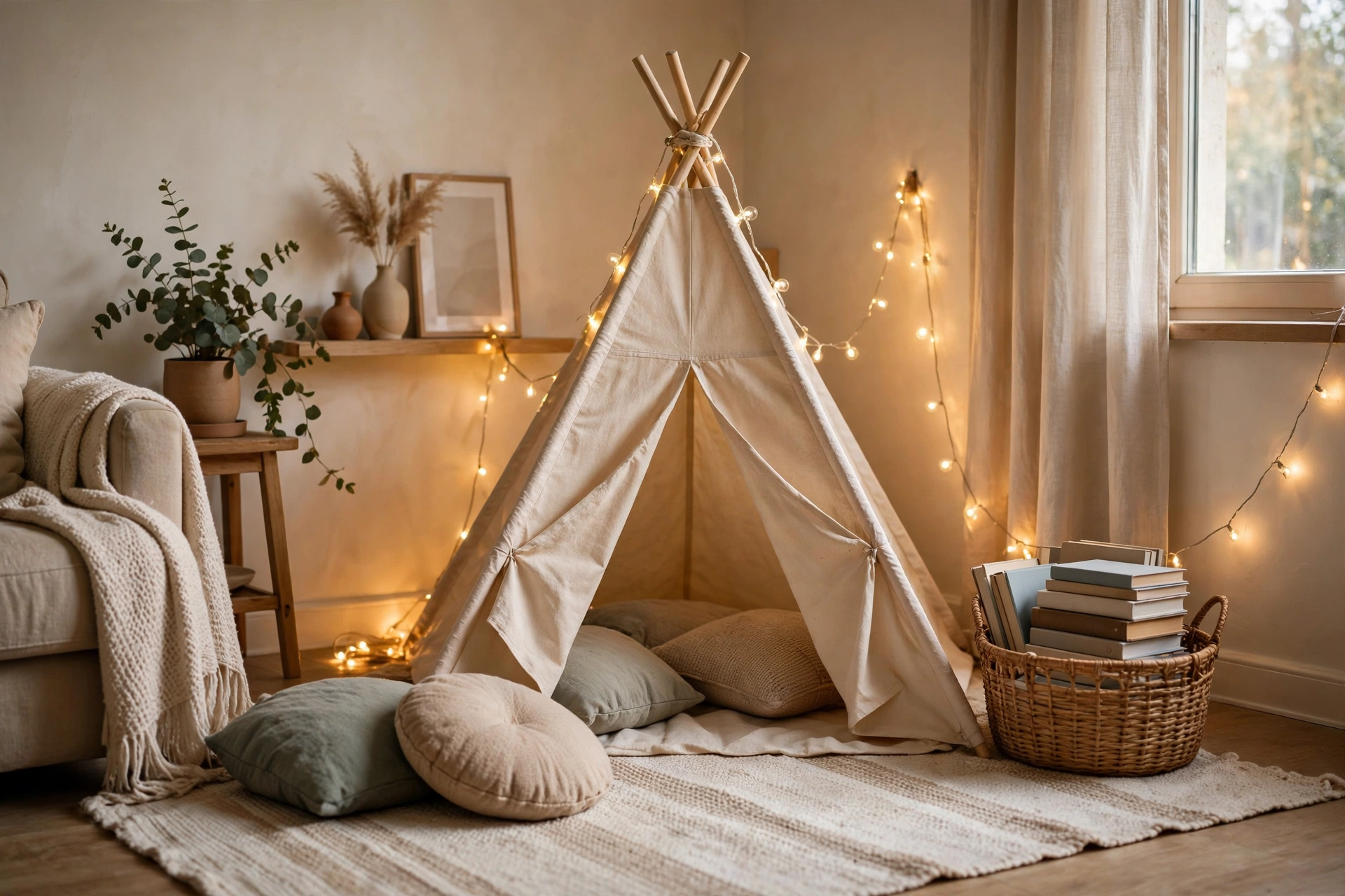 Kids Play Corner With Teepee In Living Room