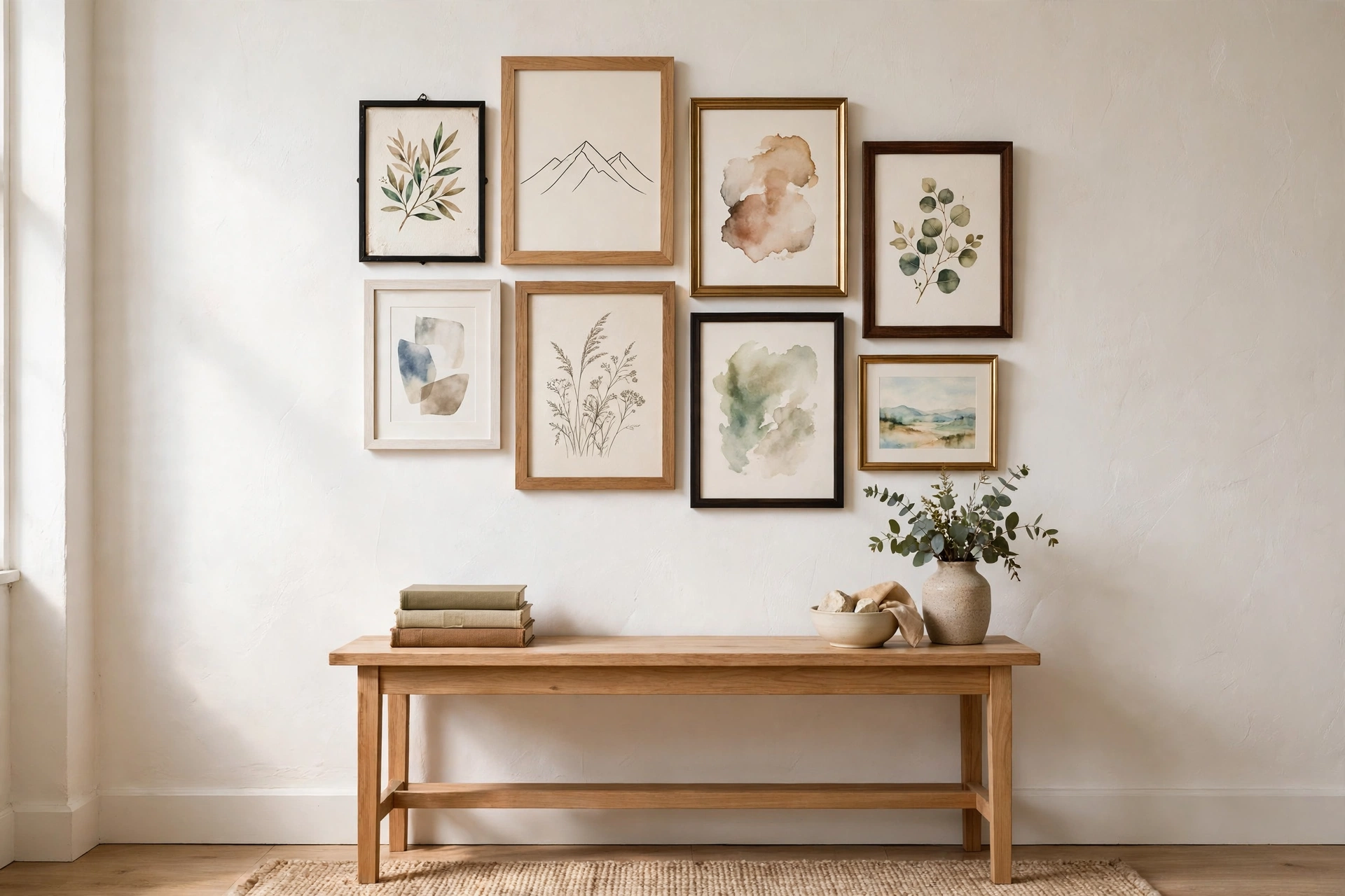 Gallery Wall Hung Above A Styled Console Table