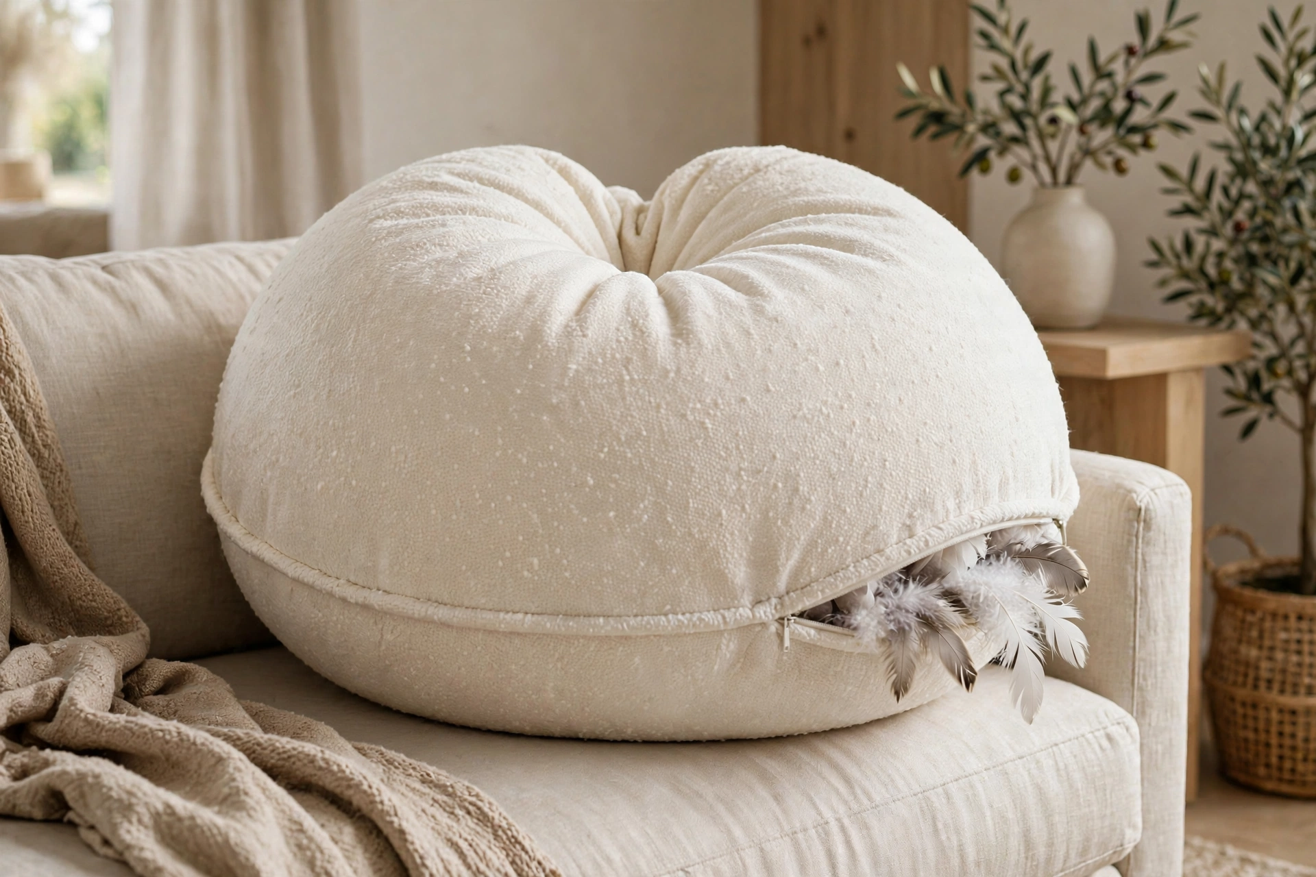 Plump Throw Pillow With Oversized Feather Insert