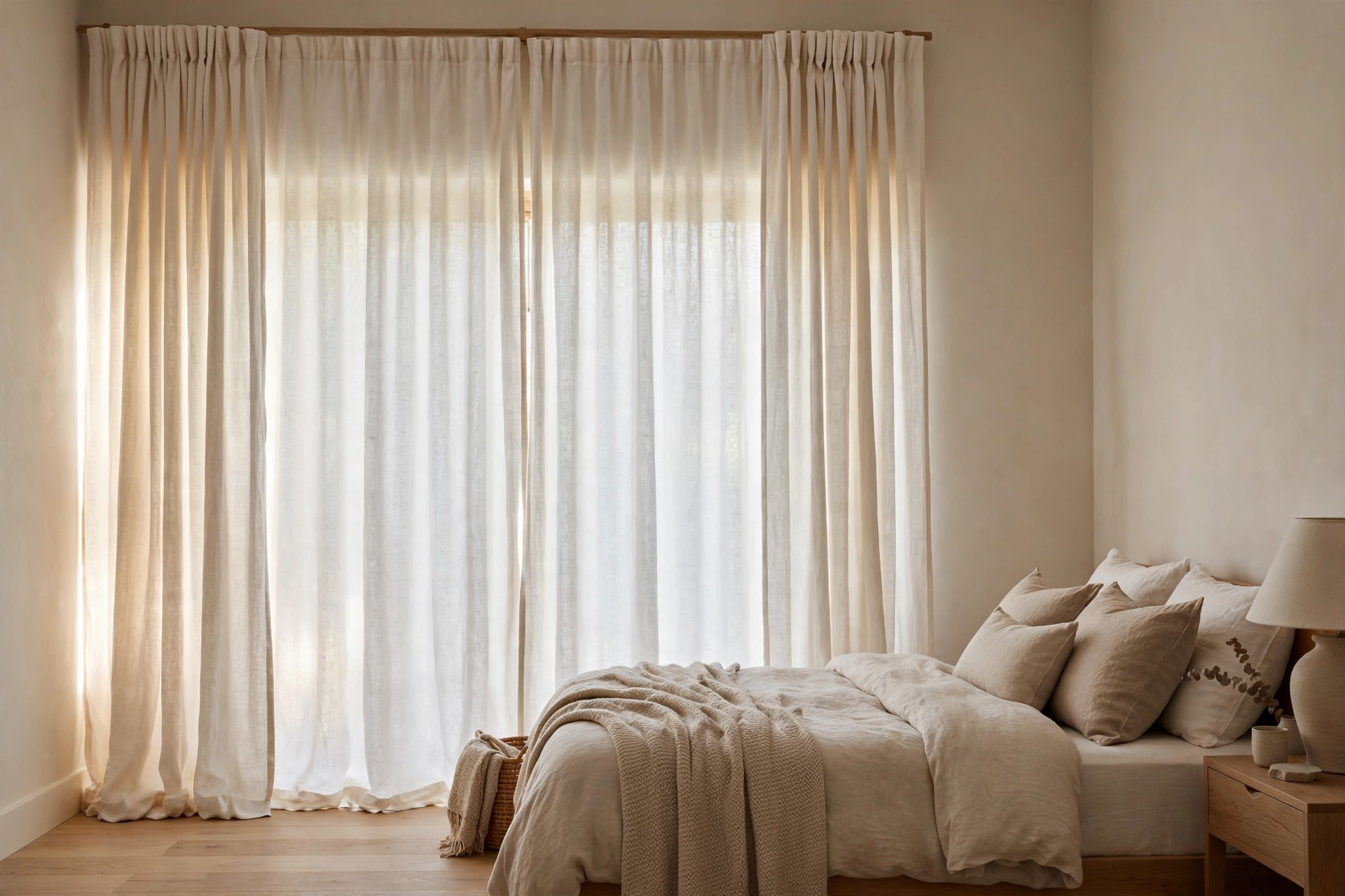 Guest bedroom design ideas with lined curtains for light control and privacy