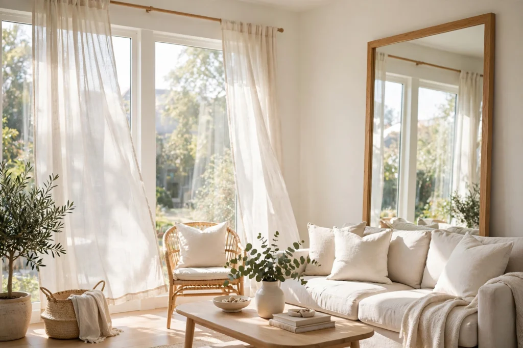 Bright Living Room Maximizing Natural Daylight Through Windows