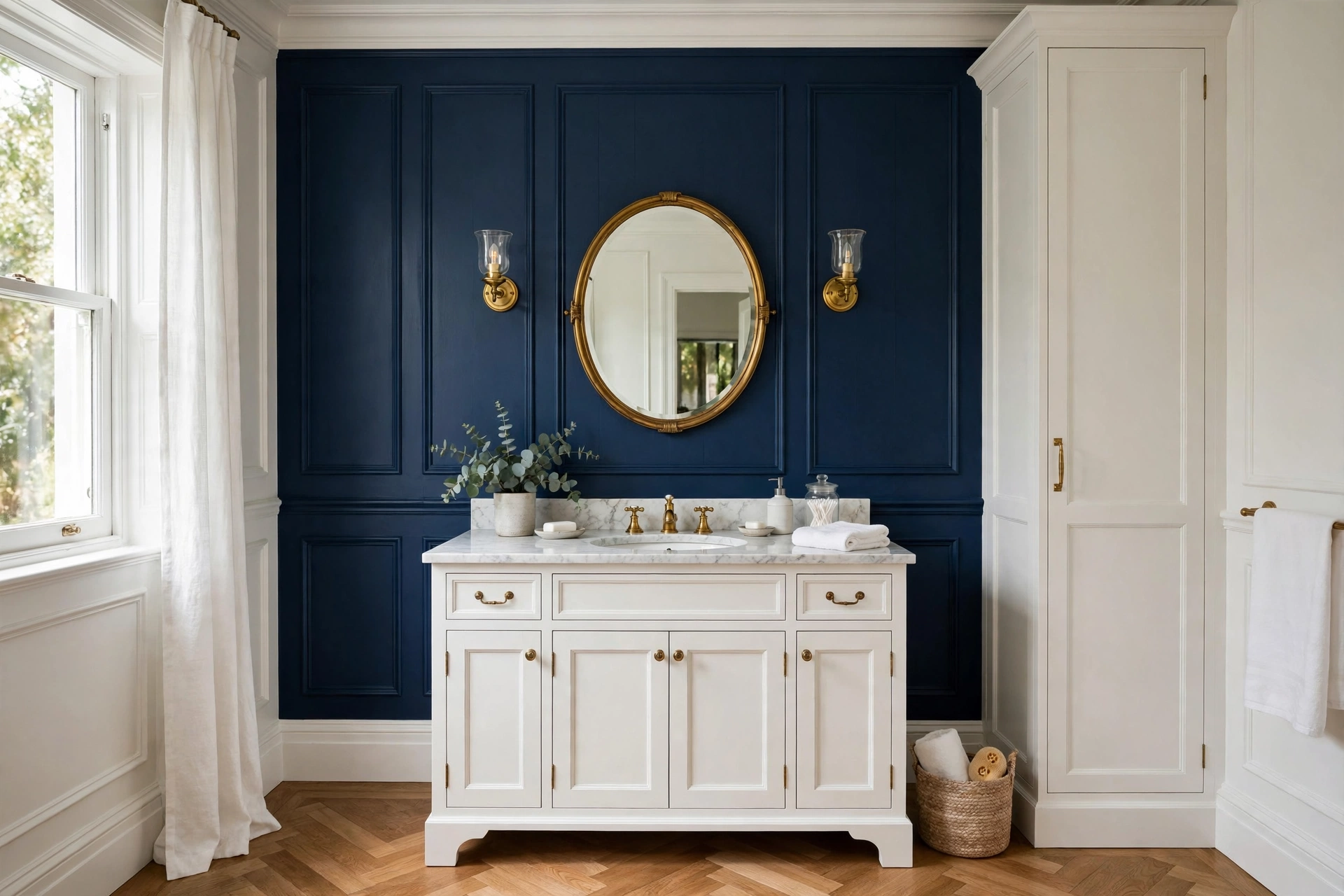Board And Batten Accent Wall With Paint In Bathroom