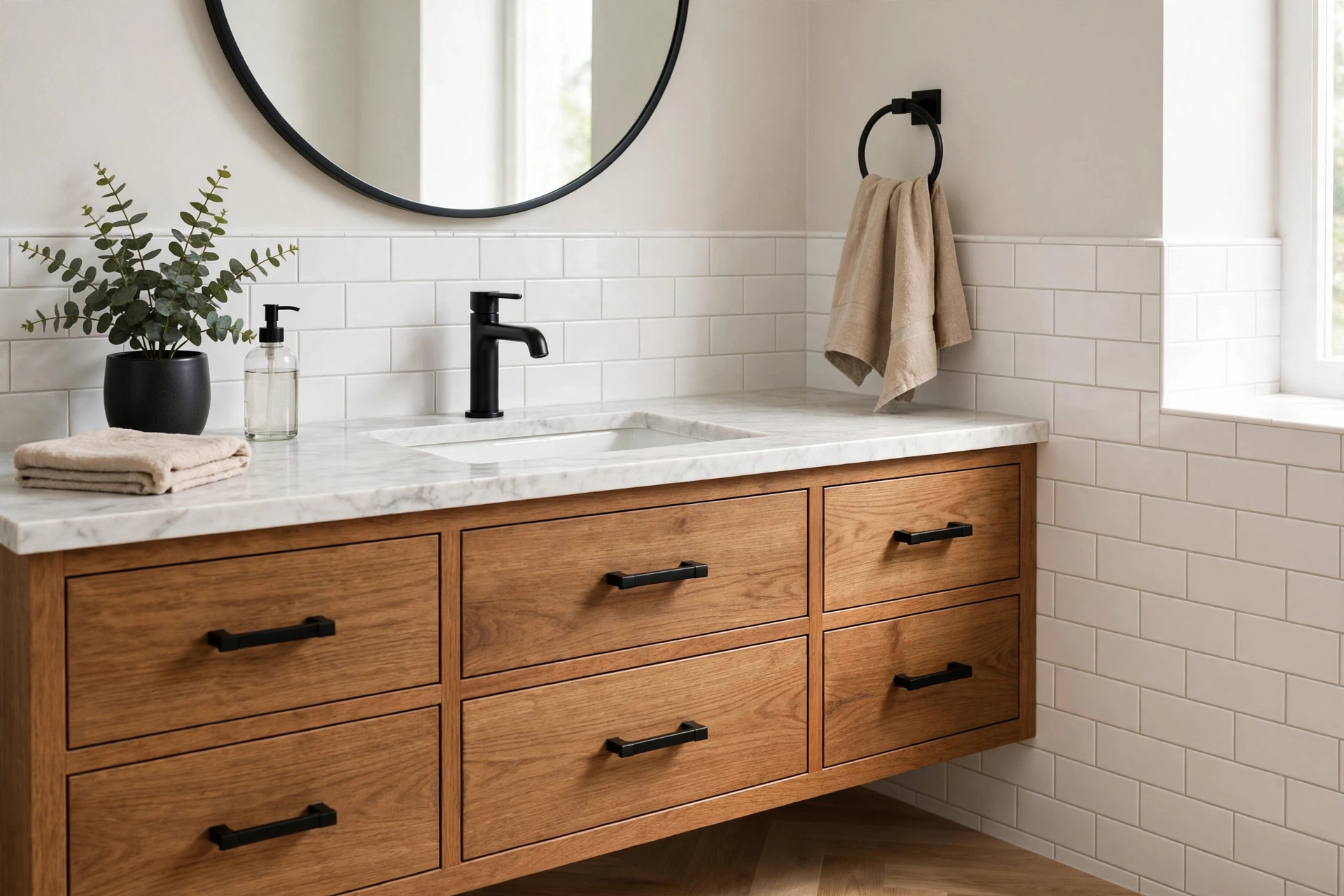 Coordinated Hardware Finishes At Bathroom Sink