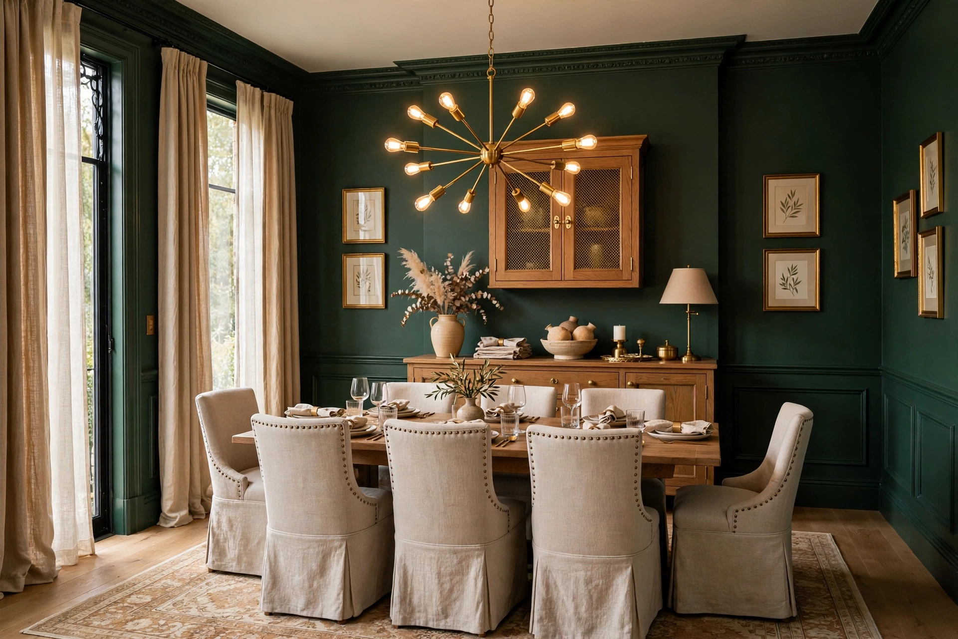 Rich Cohesive Color Palette In Formal Dining Room