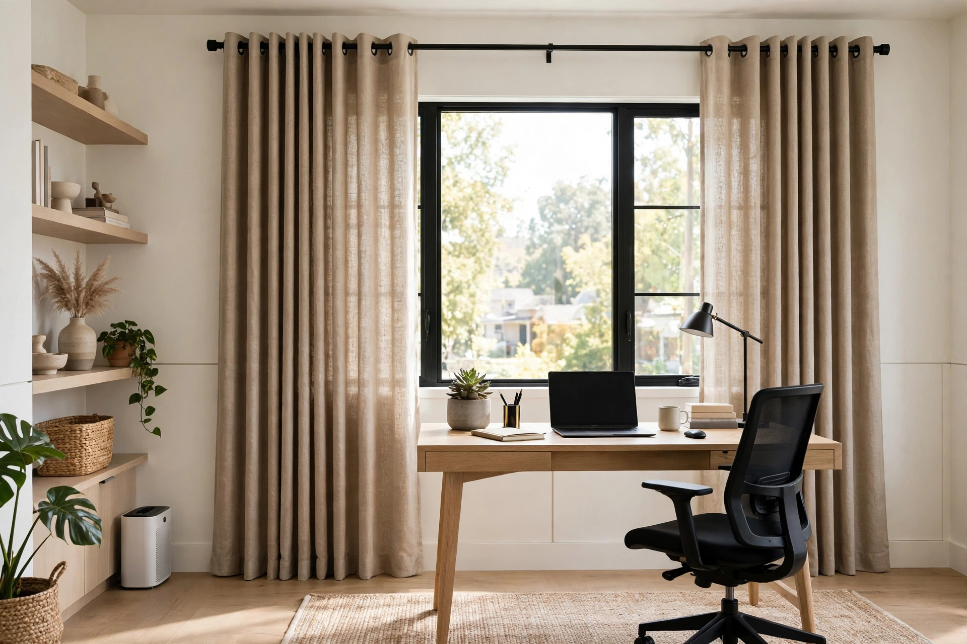Grommet Top Curtain Panels Sliding Easily In Home Office