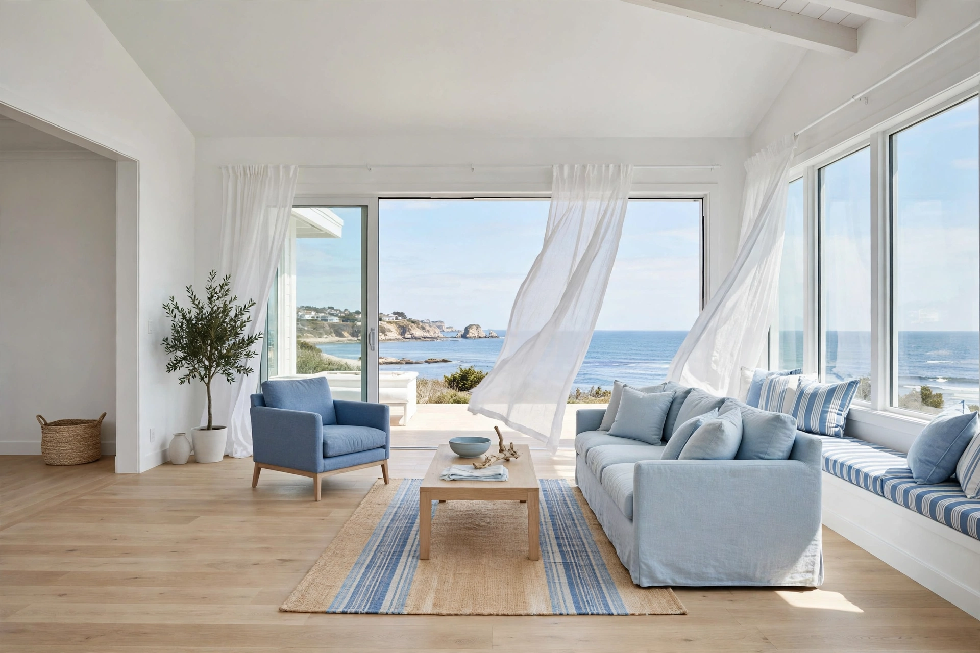 Coastal living room design ideas with an open airy layout and space to breathe