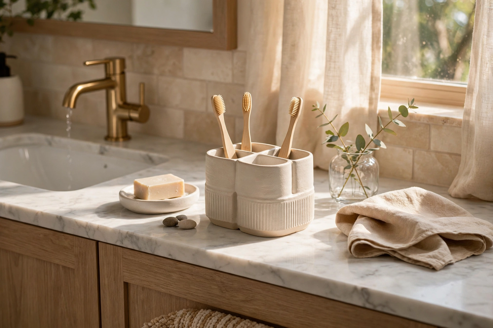 Ceramic Toothbrush Holder Upgrading Bathroom Sink Area