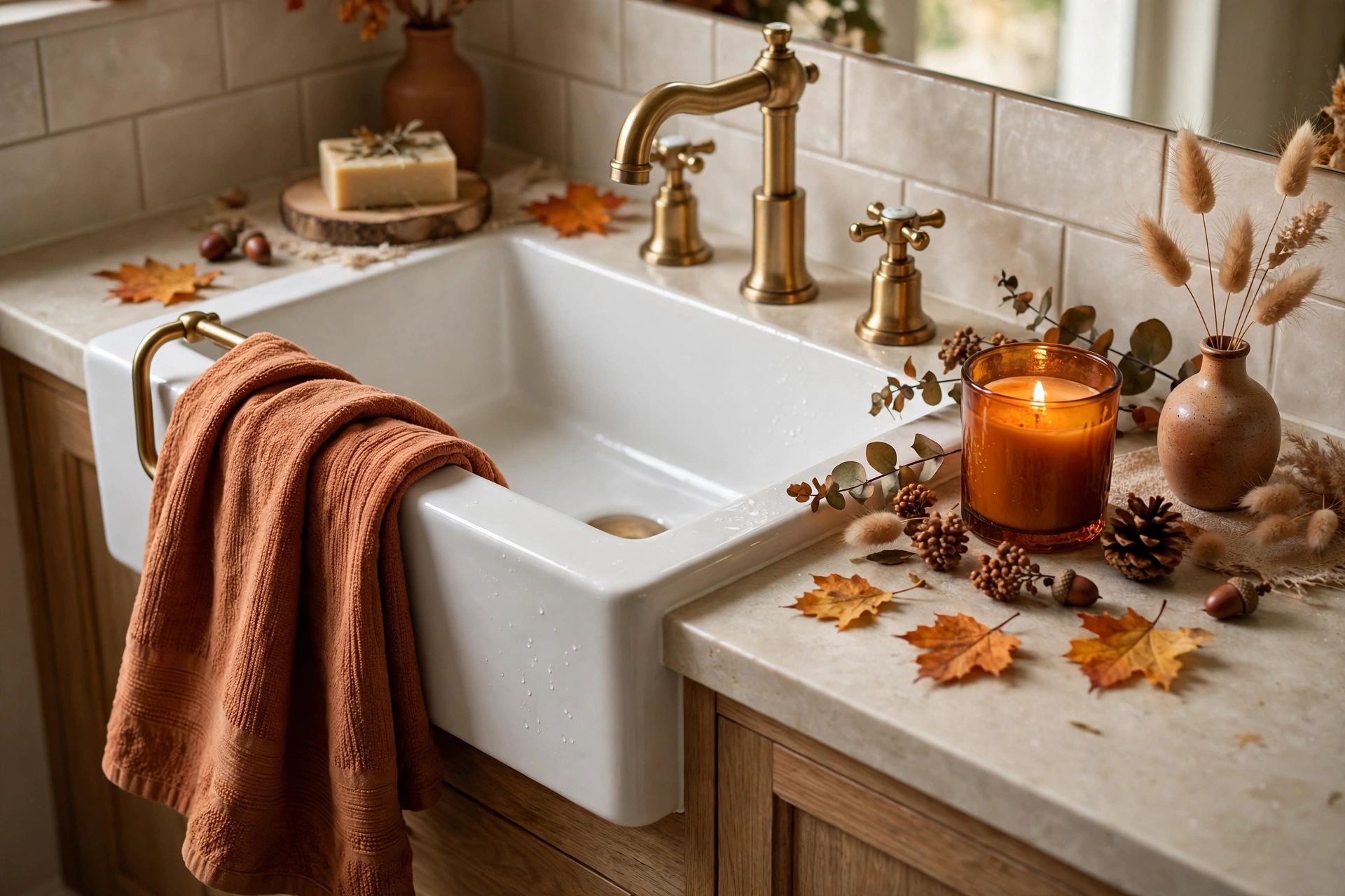 Seasonal Decor Swap At Bathroom Sink