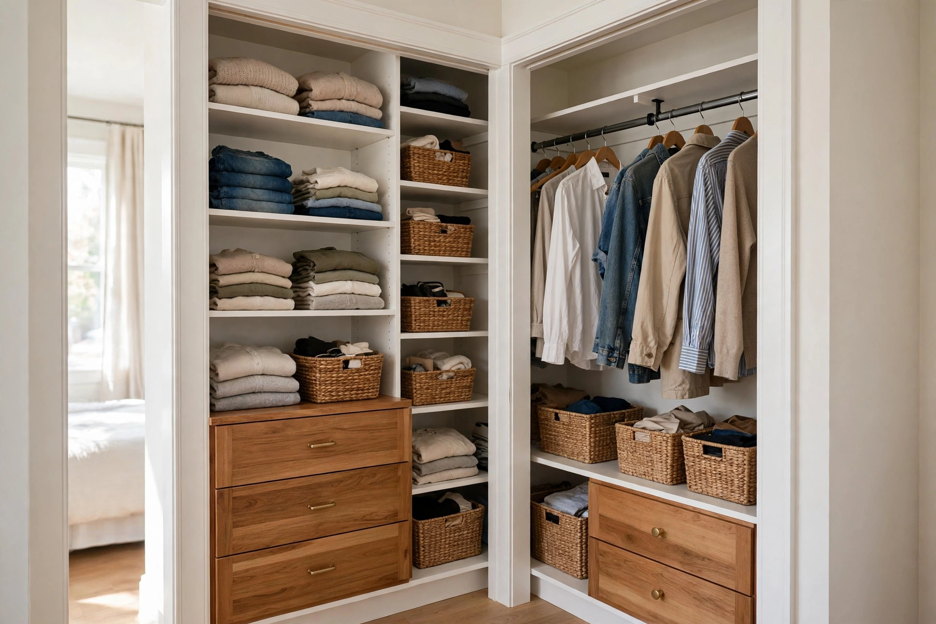 DIY Closet System Built From Shelving And Drawers
