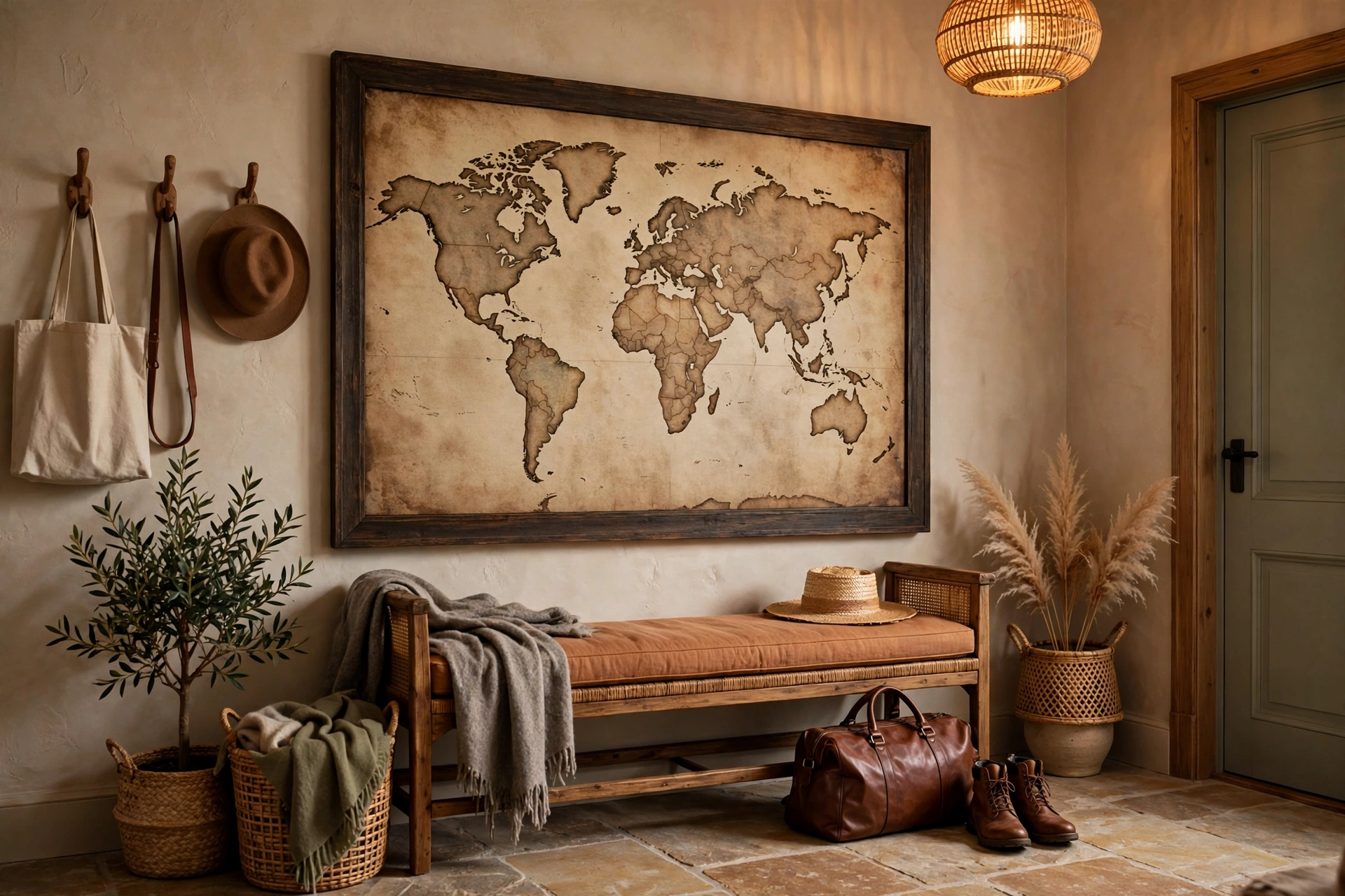 Vintage Map Gallery Wall Celebrating Travel In Entry