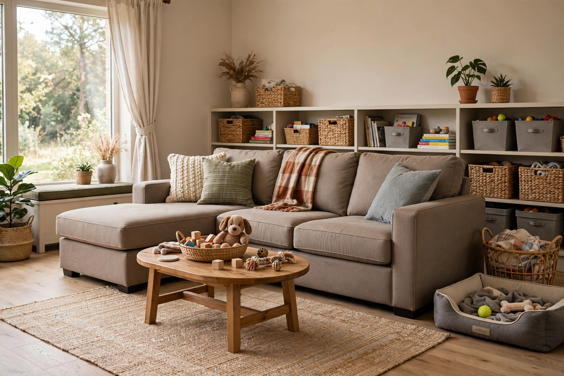 Family Friendly Sectional In Durable Performance Fabric