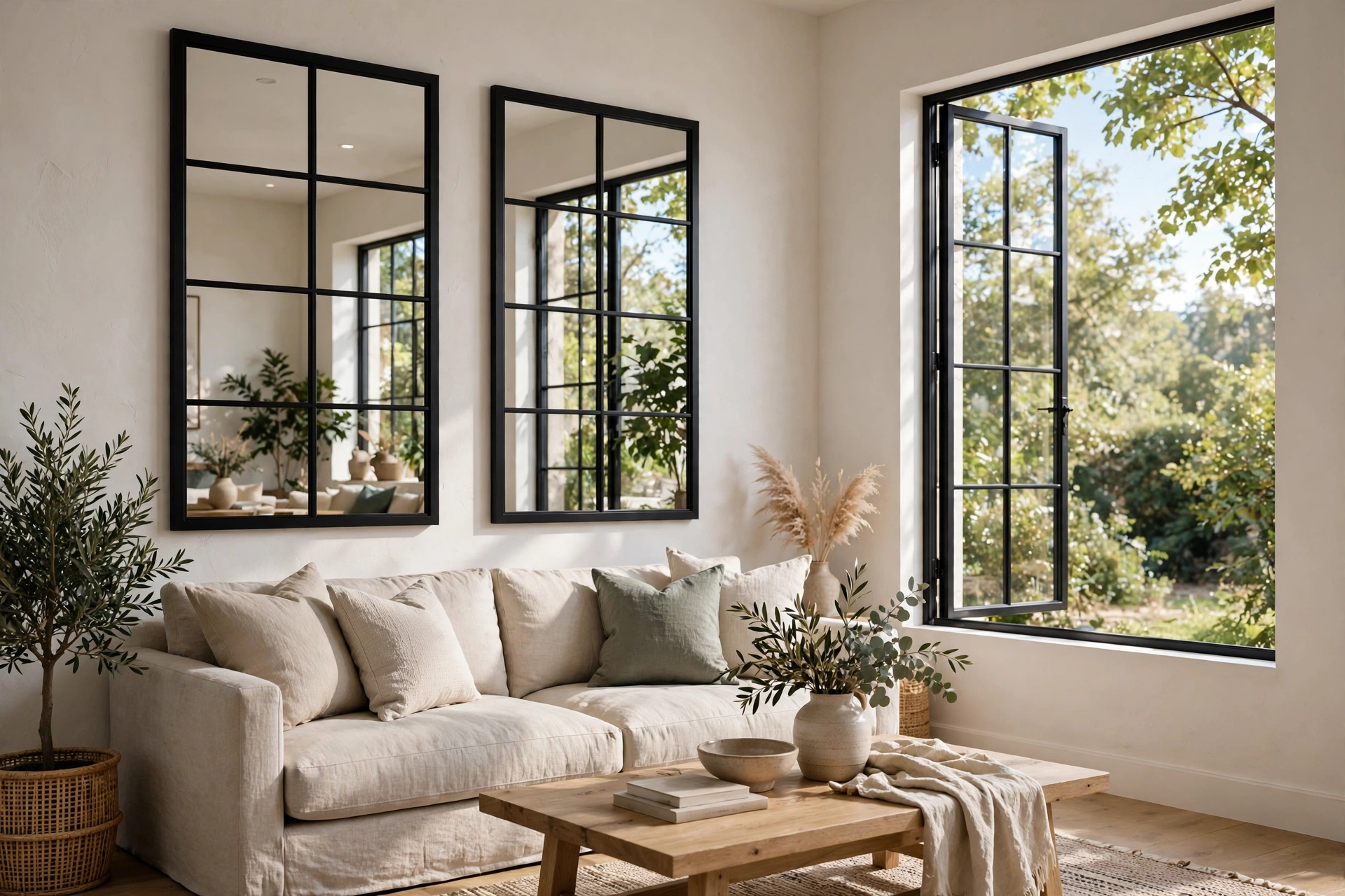 Storage pouf with open lid revealing blankets inside living room