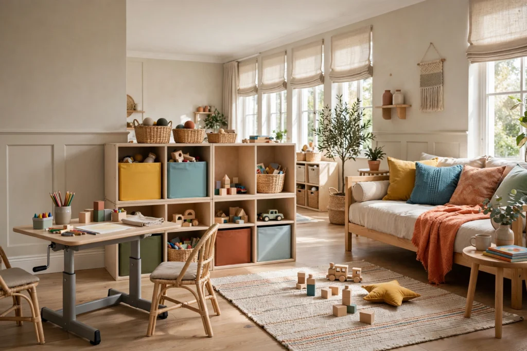 Playroom design ideas with flexible neutral furniture that adapts as kids grow