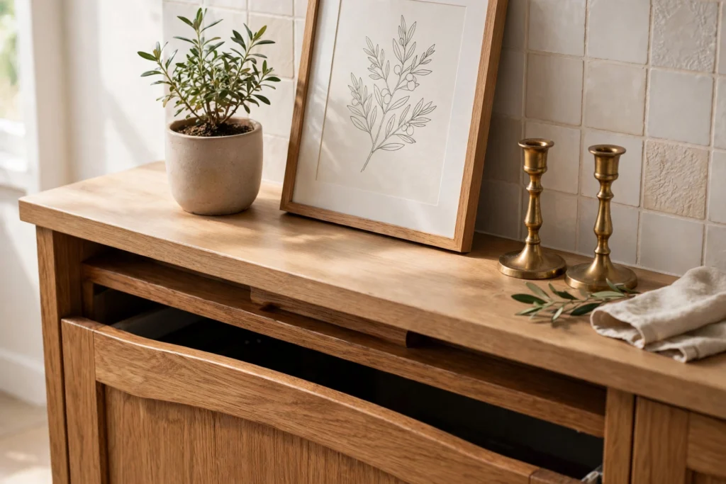 Styled Decor On Top Of Kitchen Appliance Garage
