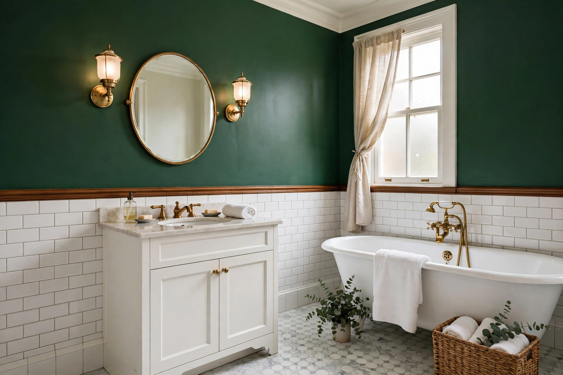 Half Wall Accent With Tile Below And Paint Above