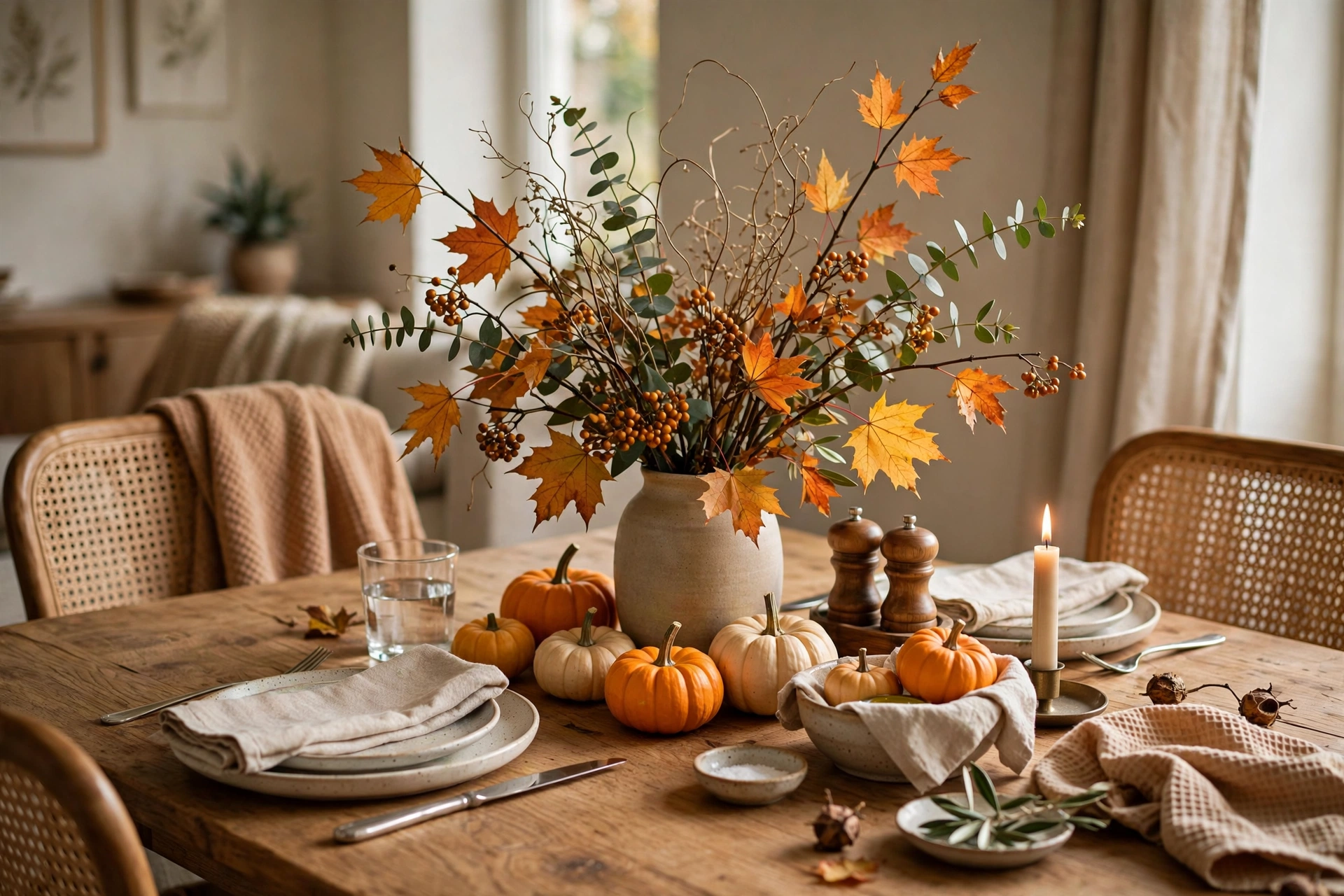 Dining Table With Small Seasonal Decor Refresh