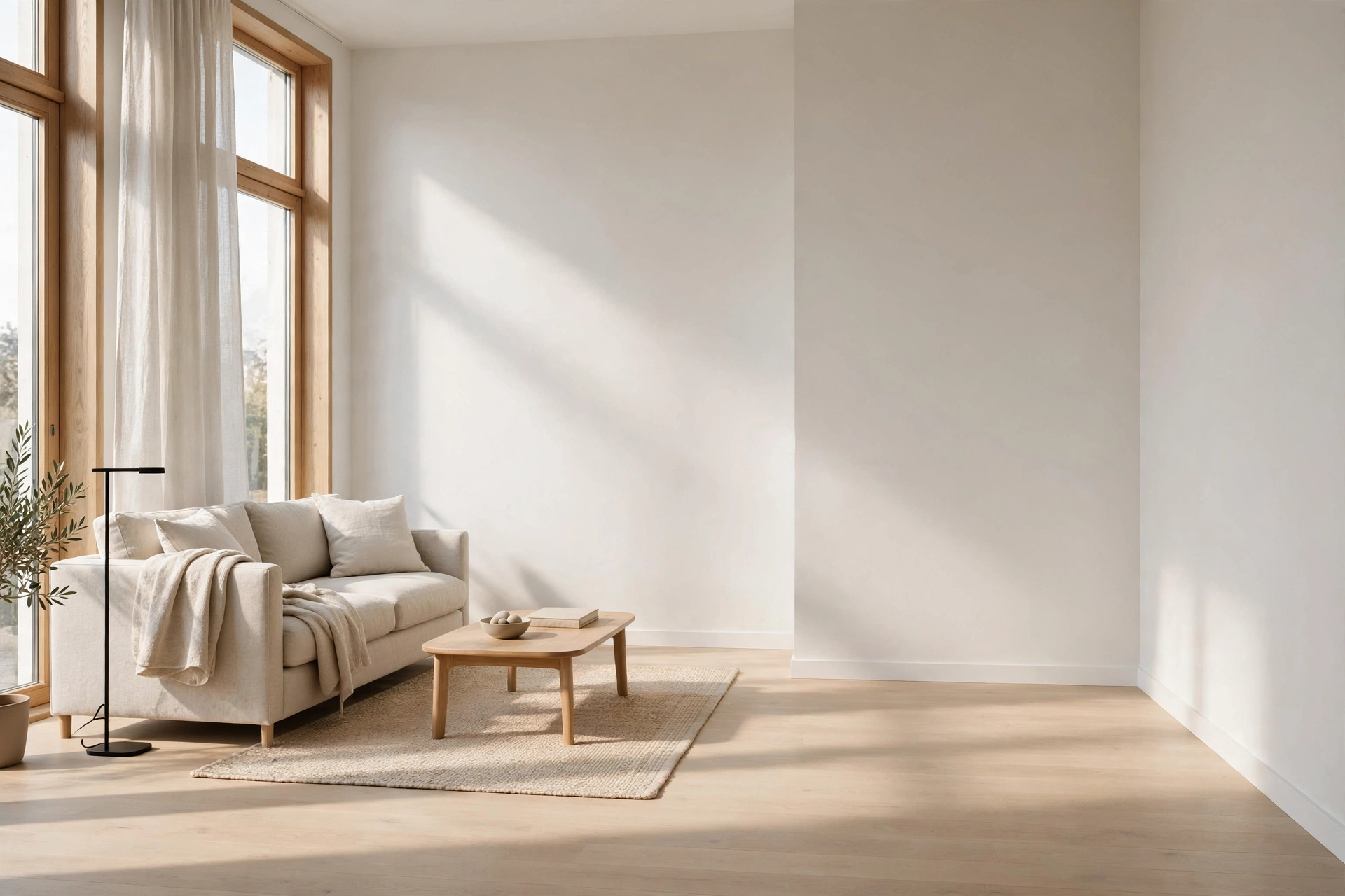 Intentionally Bare Minimalist Living Room Corner