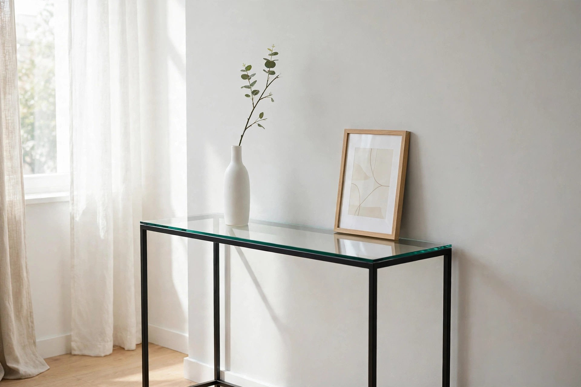 Minimalist Styled Console Table In A Small Living Room