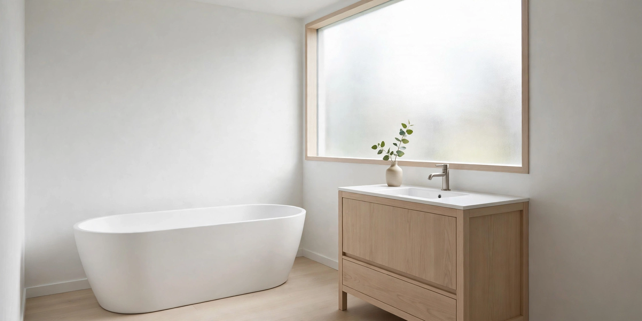 Scandinavian bathroom design ideas with clear uncluttered surfaces and serene minimalism